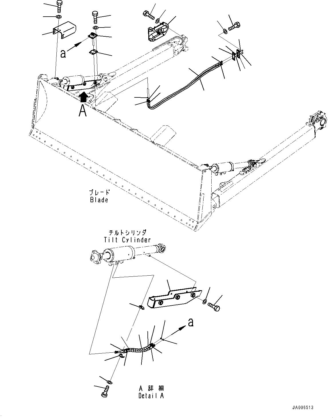 Схема запчастей Komatsu D65PX-17 - DOZER ЦИЛИНДР ПЕРЕКОСА ОТВАЛА ТРУБЫ (№-) DOZER ЦИЛИНДР ПЕРЕКОСА ОТВАЛА ТРУБЫ, ДЛЯ ПРЯМОГО ОТВАЛА