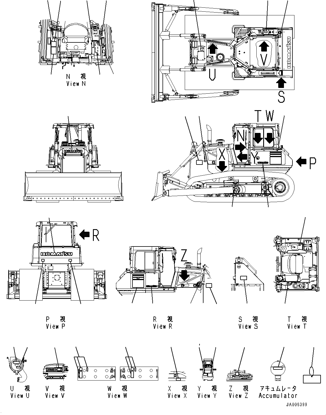 Схема запчастей Komatsu D65PX-17 - МАРКИРОВКА (№-) МАРКИРОВКА, АНГЛ., США И PUERTO RICO, ДЛЯ ПОВОРОТН. ОТВАЛА С ИЗМ. УГЛОМ DOZER, ВНУТР. РАМА