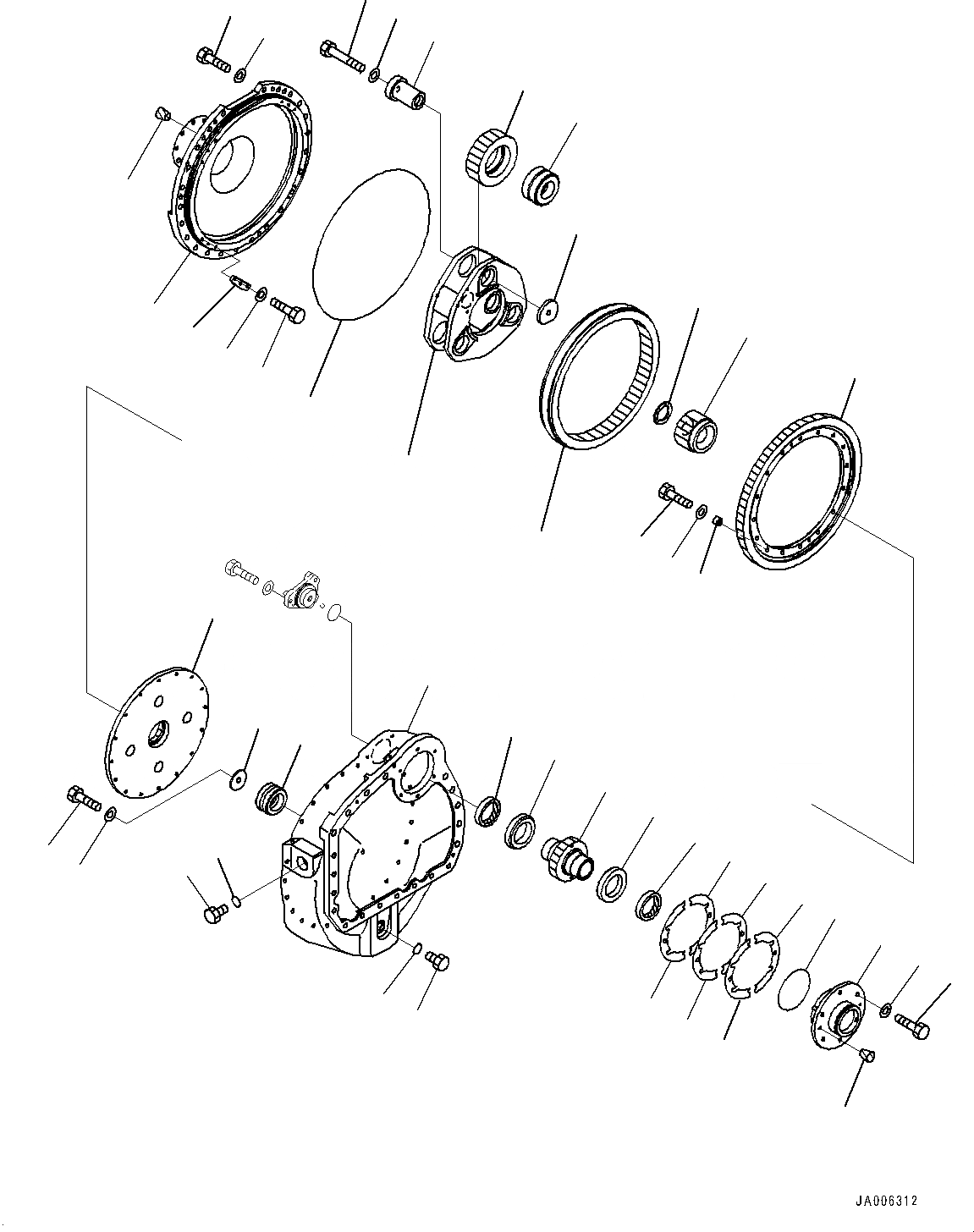 Схема запчастей Komatsu D65EX-17 - КОНЕЧНАЯ ПЕРЕДАЧА, FINAL КОРПУС ШЕСТЕРЕНН. ПЕРЕДАЧИ ПРАВ. (№-) КОНЕЧНАЯ ПЕРЕДАЧА, С SEGMENTED TEETH
