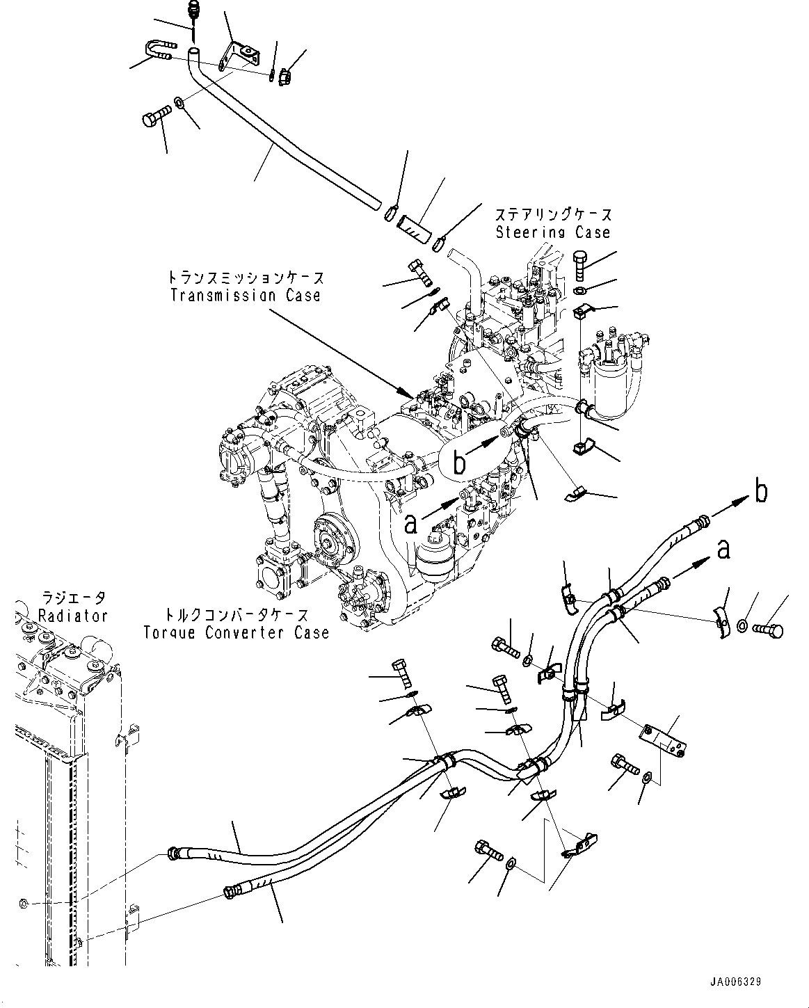 Схема запчастей Komatsu D65EX-17 - СИЛОВАЯ ПЕРЕДАЧА ТРУБЫ, ТРУБЫ (№-) СИЛОВАЯ ПЕРЕДАЧА ТРУБЫ