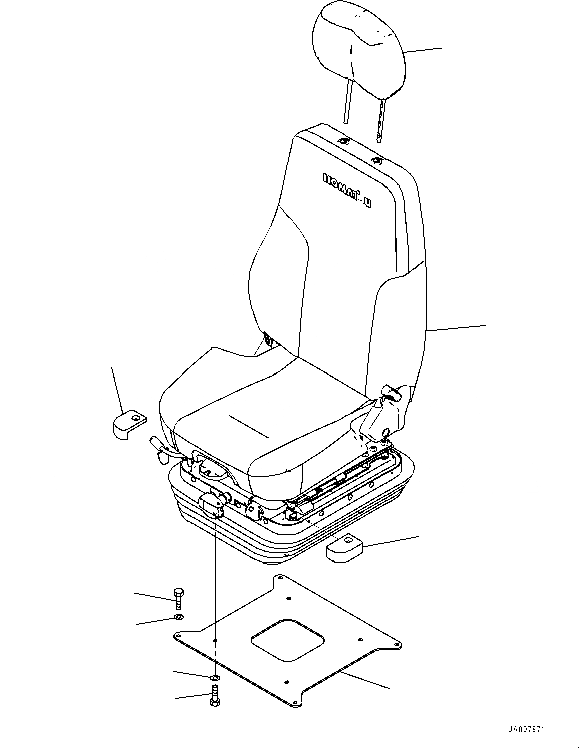 Схема запчастей Komatsu D65EX-17 - СИДЕНЬЕ ОПЕРАТОРА, КРЕПЛЕНИЕ (№-) СИДЕНЬЕ ОПЕРАТОРА, МЕХАНИЧ. С ВОЗД. ПОДВЕСКОЙ, LEATHER, TURN, НАКЛОН., HI-BACK ТИП, С HEADREST