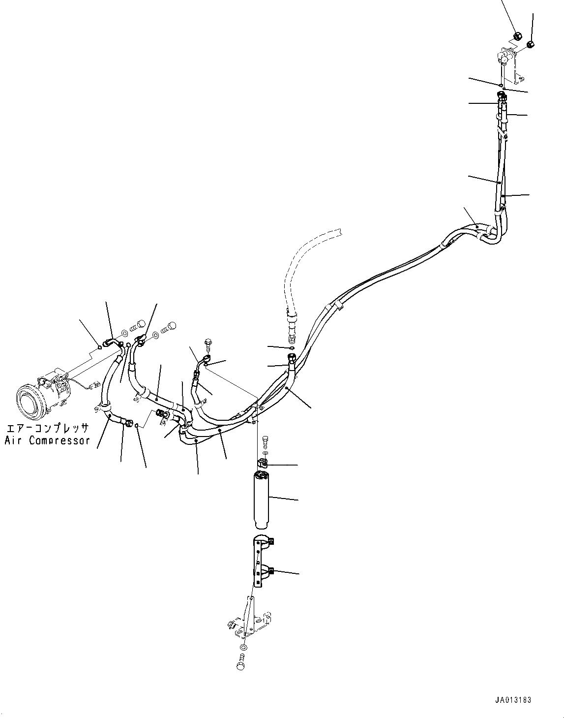 Схема запчастей Komatsu D65EX-17 - КОНДИЦ. ВОЗДУХА, ТРУБЫ (№-) КОНДИЦ. ВОЗДУХА, С LANDFILL СПЕЦ-ЯIFICATION