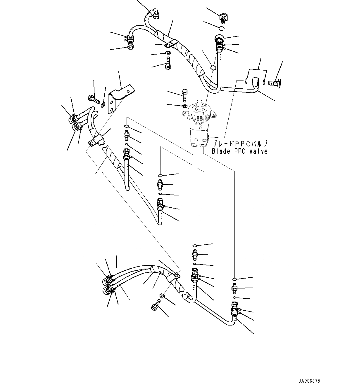 Схема запчастей Komatsu D65EX-17 - DOZER УПРАВЛ-Е, ШЛАНГИ (№-) DOZER УПРАВЛ-Е, С ОТВАЛ С ПЕРЕКОСОМ