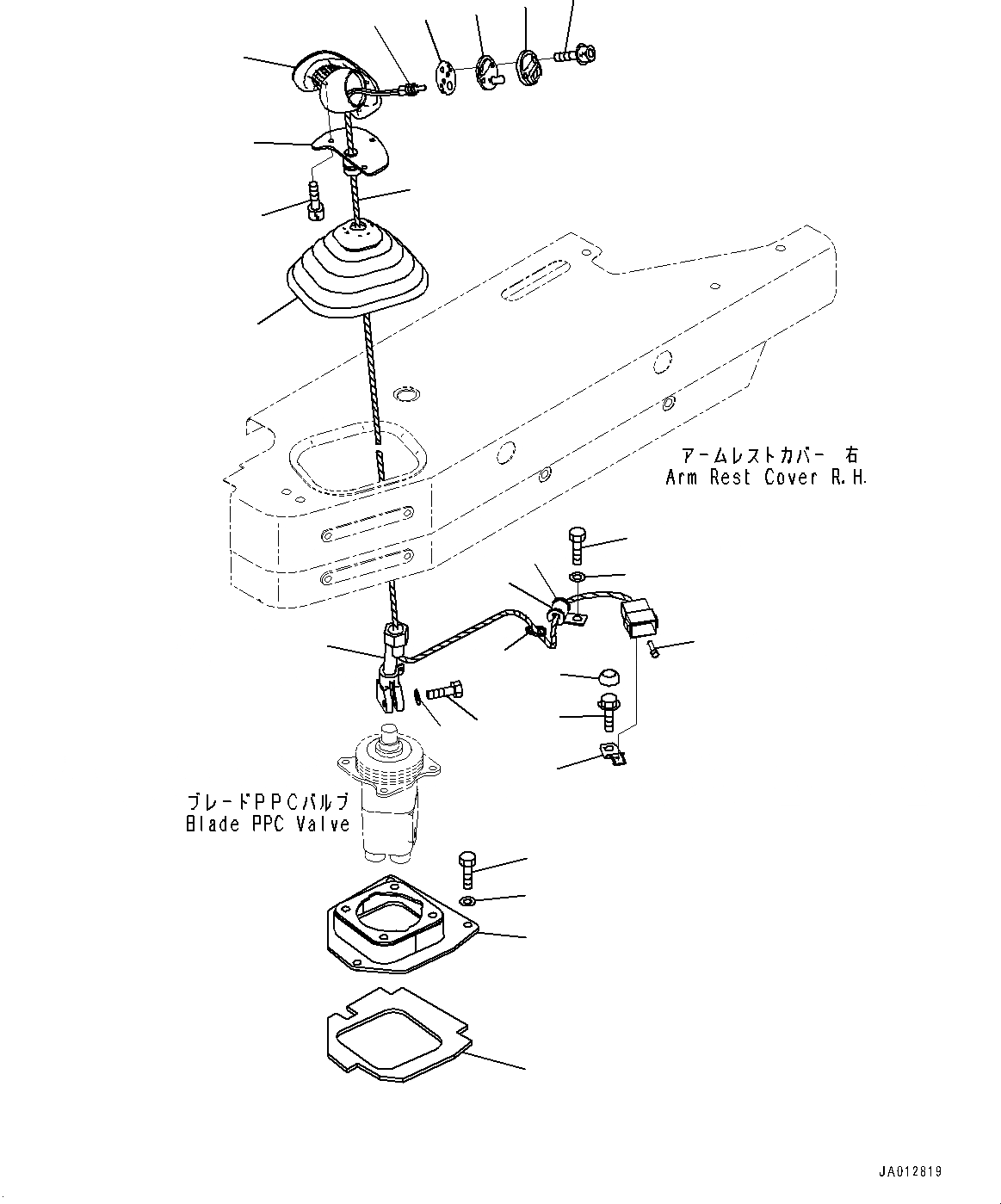 Схема запчастей Komatsu D65EX-17 - DOZER УПРАВЛ-Е, РЫЧАГ (№-) DOZER УПРАВЛ-Е, С ПОВОРОТН. ОТВАЛ С ИЗМ. УГЛОМ DOZER, ВНУТР. РАМА