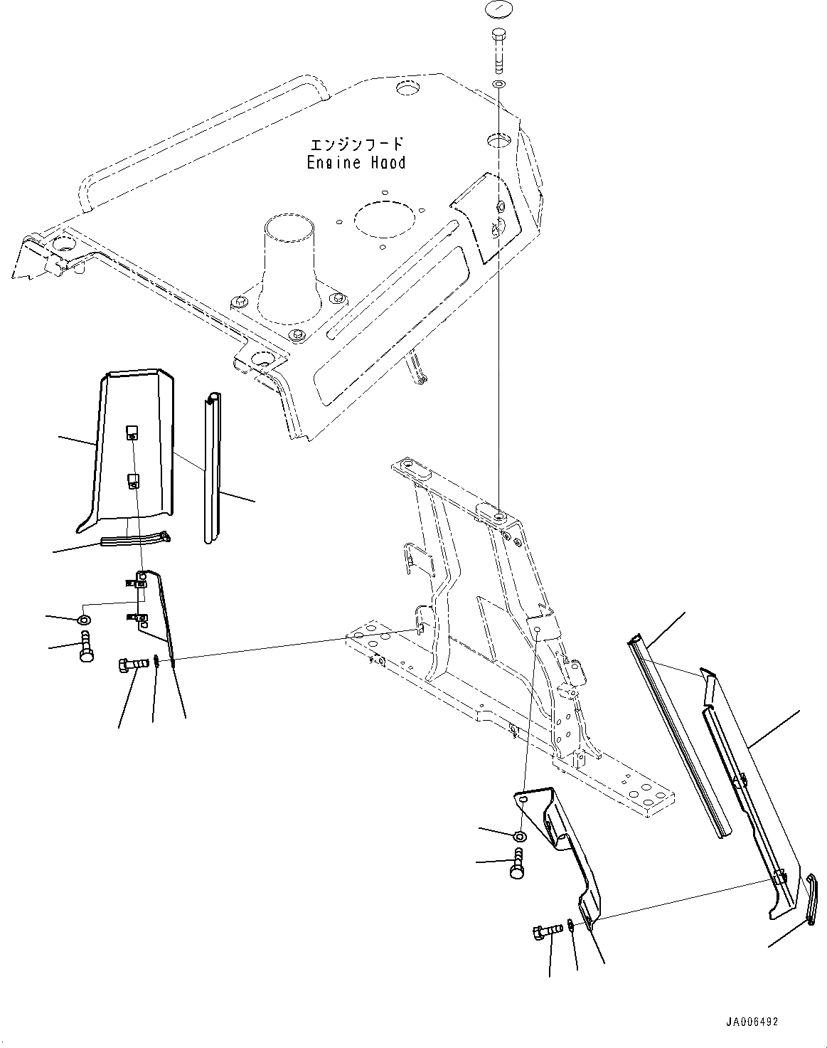 Схема запчастей Komatsu D65EX-17 - ФРОНТАЛЬНАЯ ЗАЩИТА, КАПОТ СУППОРТ ЗАДН. БОКОВ. КРЫШКА (/) (№-) ФРОНТАЛЬНАЯ ЗАЩИТА, ДЛЯ LANDFILL СПЕЦ-ЯIFICATION