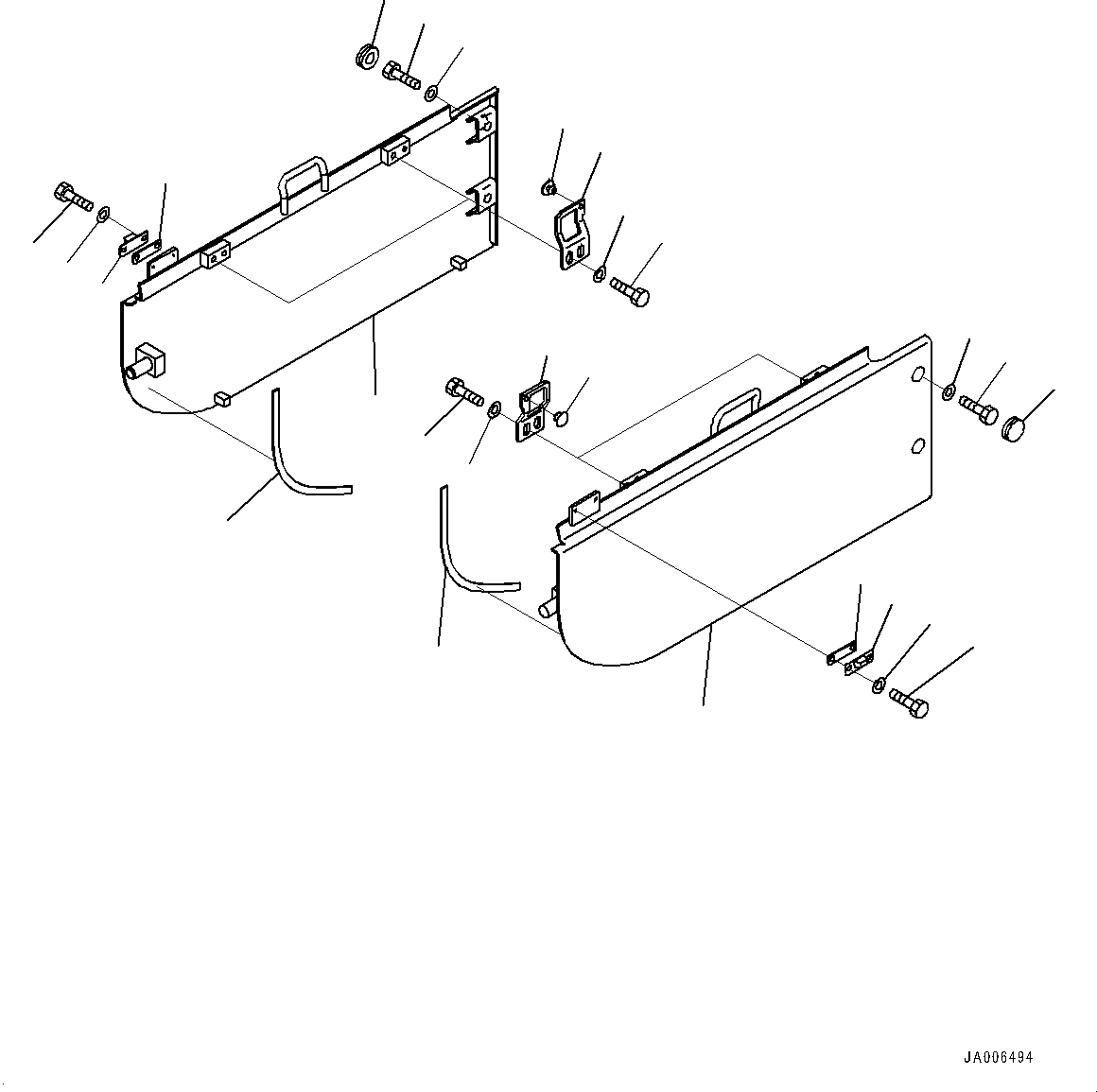 Схема запчастей Komatsu D65EX-17 - БОКОВ. КРЫШКА ДВИГ. (№-) БОКОВ. КРЫШКА ДВИГ.