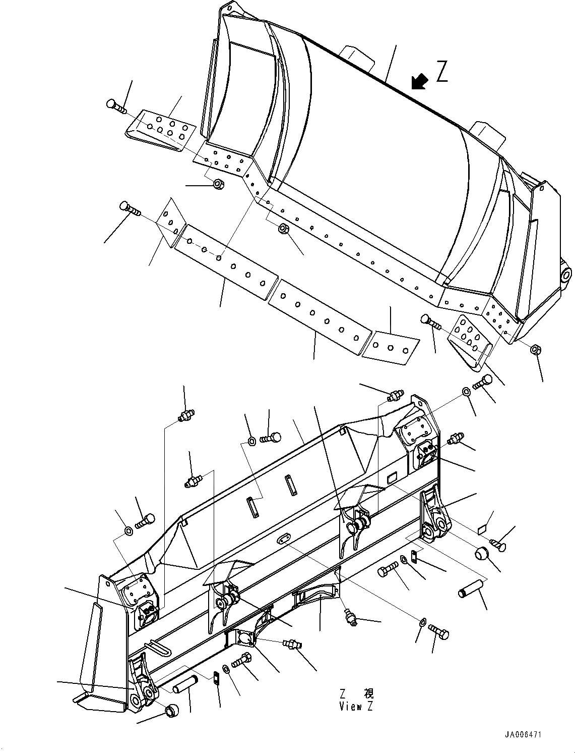 Схема запчастей Komatsu D65EX-17 - DOZER ОТВАЛ (№-) DOZER ОТВАЛ, ДЛЯ SIGMADOZER, D MACHINE УПРАВЛ-Е ДВОЙН. МАЧТА