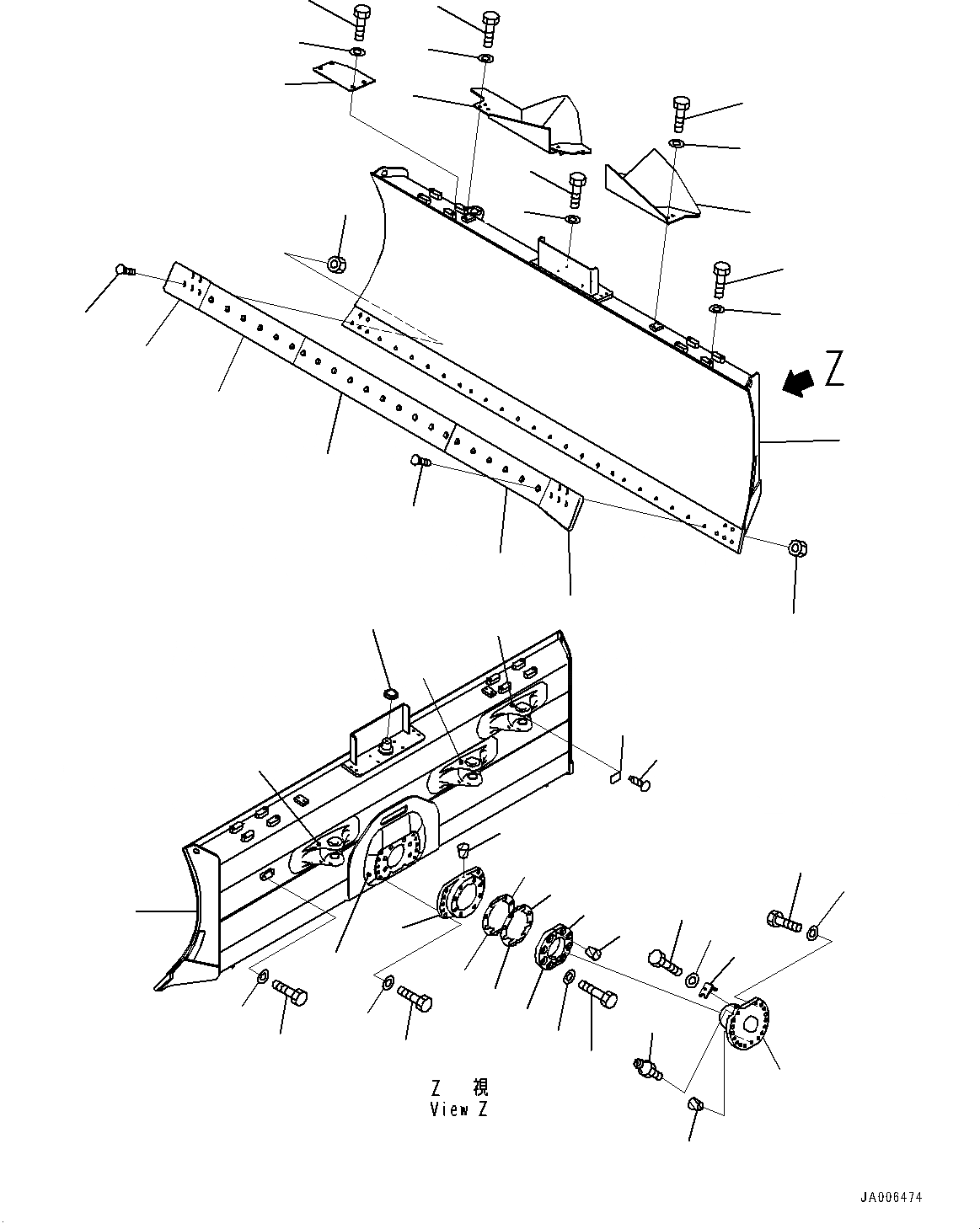 Схема запчастей Komatsu D65EX-17 - DOZER ОТВАЛ, (№-8) DOZER ОТВАЛ, ДЛЯ ПОВОРОТН. ОТВАЛА С ИЗМ. УГЛОМ DOZER, ВНУТР. РАМА, D MACHINE УПРАВЛ-Е ДВОЙН. МАЧТА