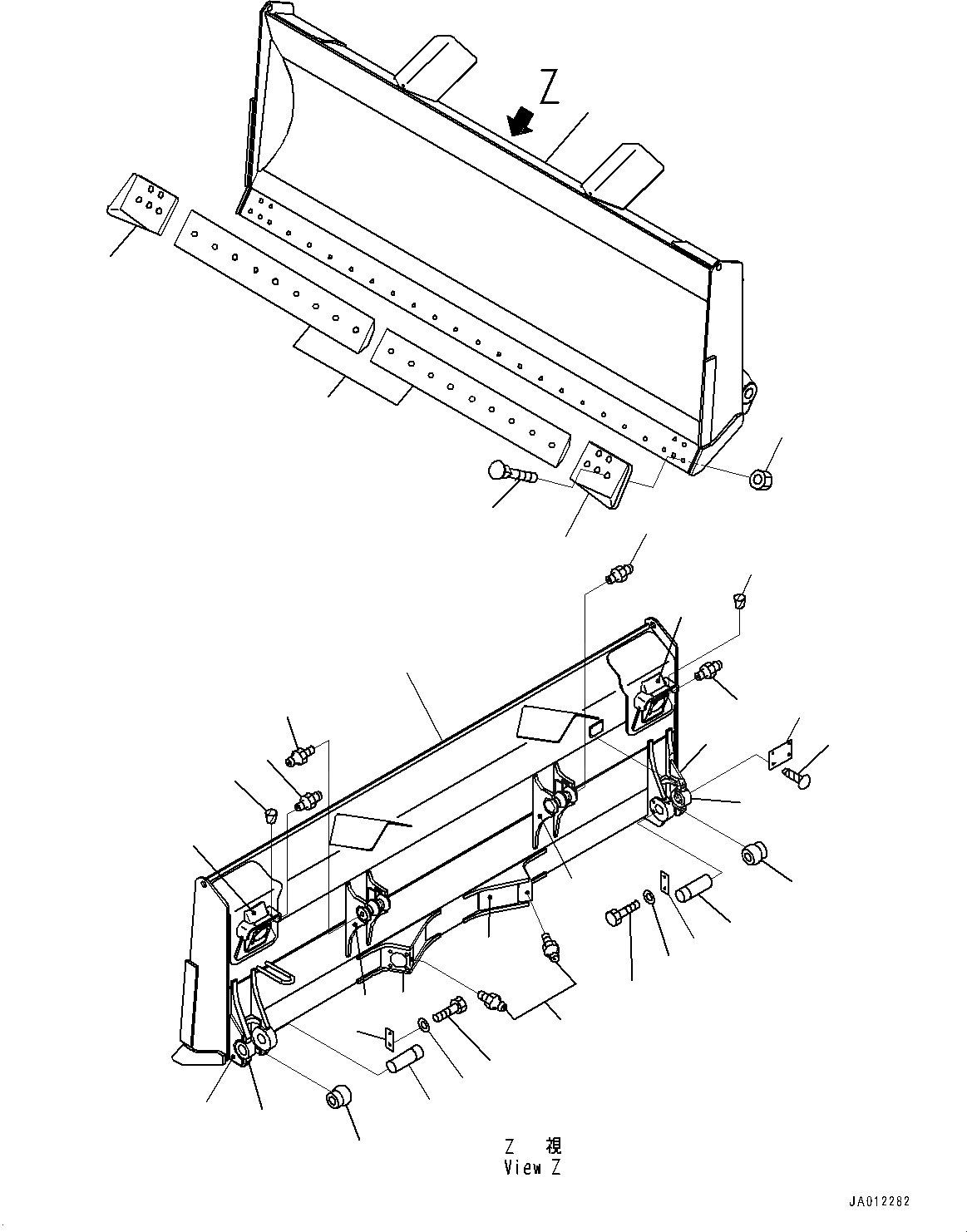 Схема запчастей Komatsu D65EX-17 - DOZER ОТВАЛ, (№9-) DOZER ОТВАЛ, ДЛЯ ПРЯМОГО ОТВАЛА, ОТВАЛ С ПЕРЕКОСОМ