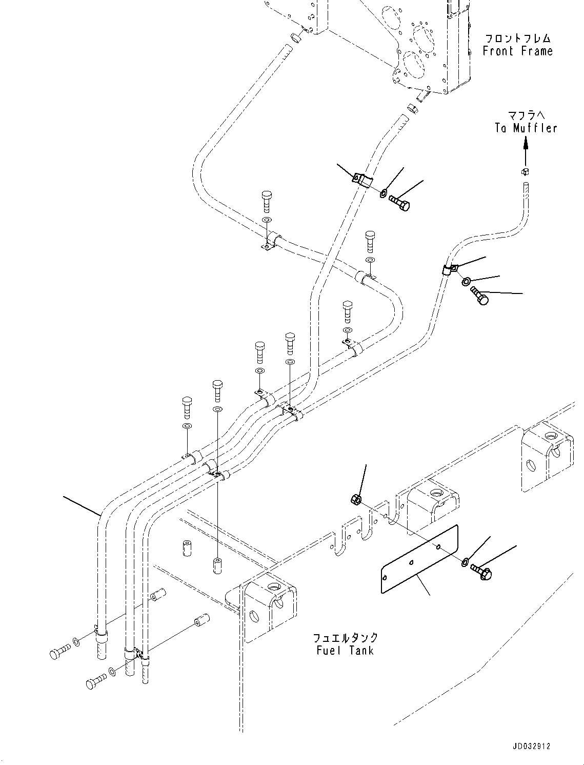 Схема запчастей Komatsu WA900-3E0 - ТОПЛИВН. БАК., КРЕПЛЕНИЕ (№9-) ТОПЛИВН. БАК.