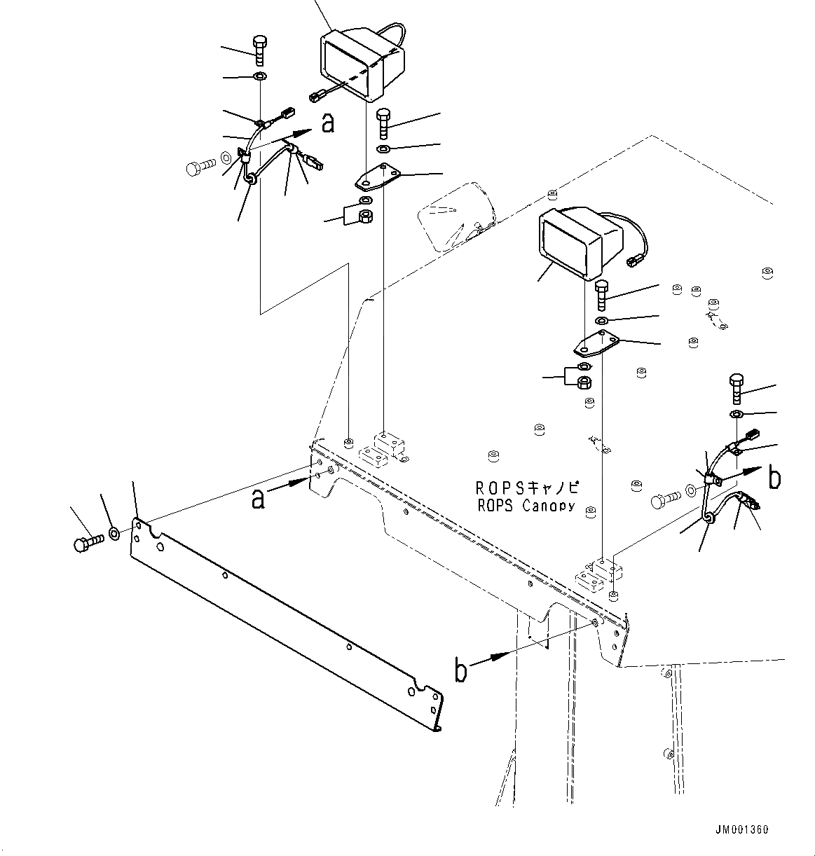 Схема запчастей Komatsu WA900-3E0 - СИСТЕМА ROPS, ЛАМПА РАБОЧ. ОСВЕЩЕНИЯ, ПЕРЕДН. (№9-) СИСТЕМА ROPS