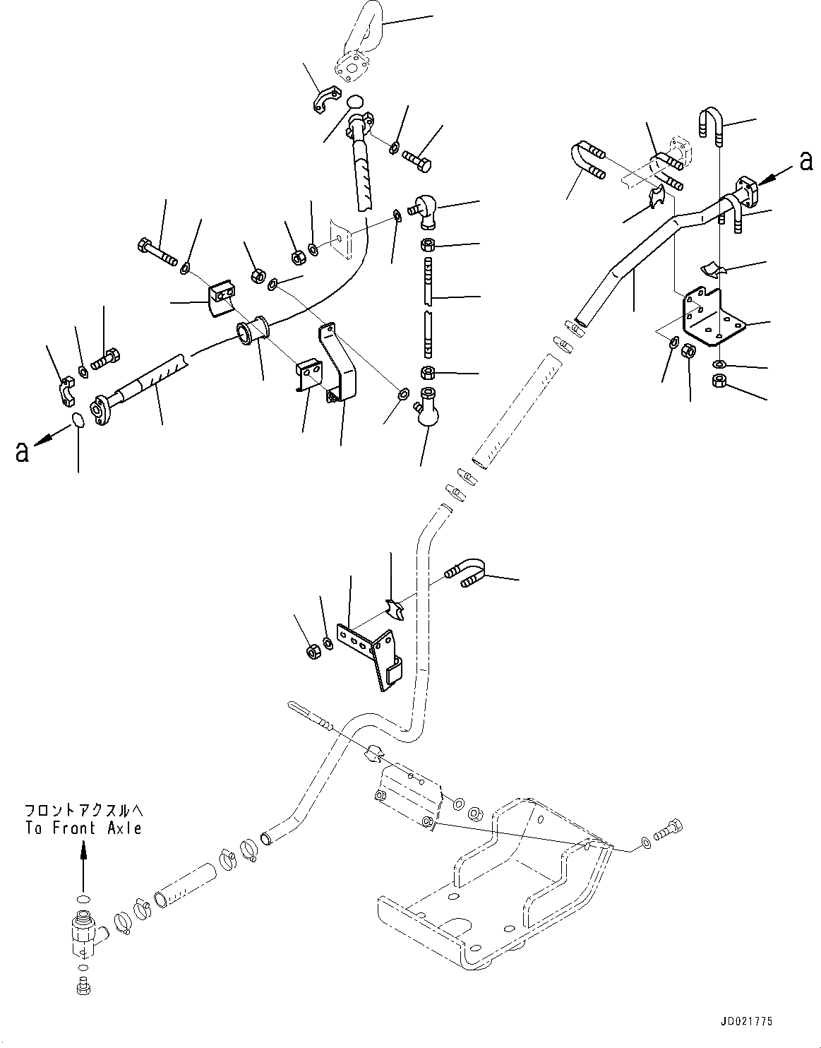 Схема запчастей Komatsu WA900-3E0 - ТОРМОЗНАЯ ГИДРОЛИНИЯ, ПЕРЕДНИЙ МОСТ ТРУБЫ (/) (№9-) ТОРМОЗНАЯ ГИДРОЛИНИЯ