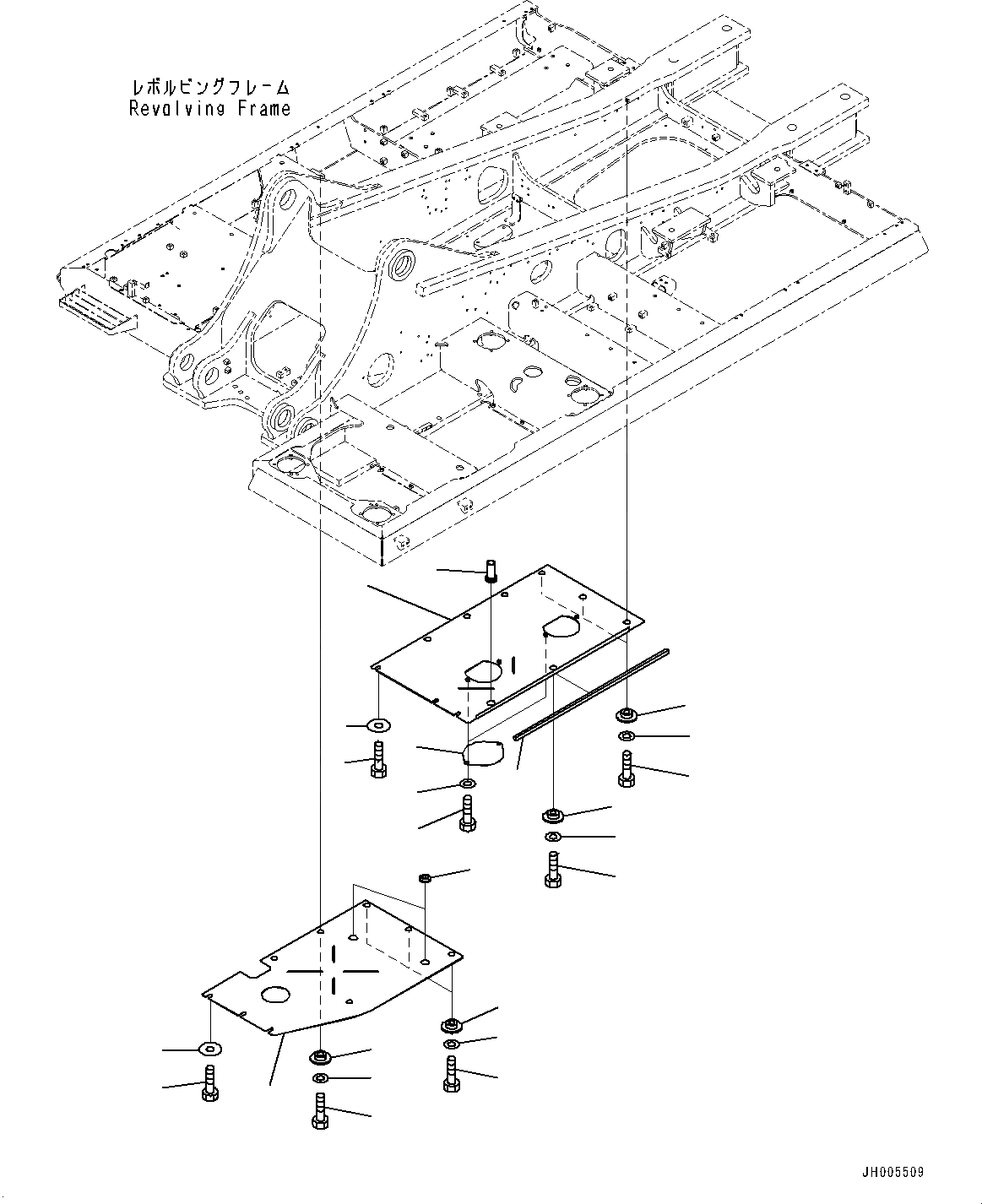 Схема запчастей Komatsu PC490LC-10 - НИЖН. КРЫШКА, ПРАВ. (№8-) НИЖН. КРЫШКА