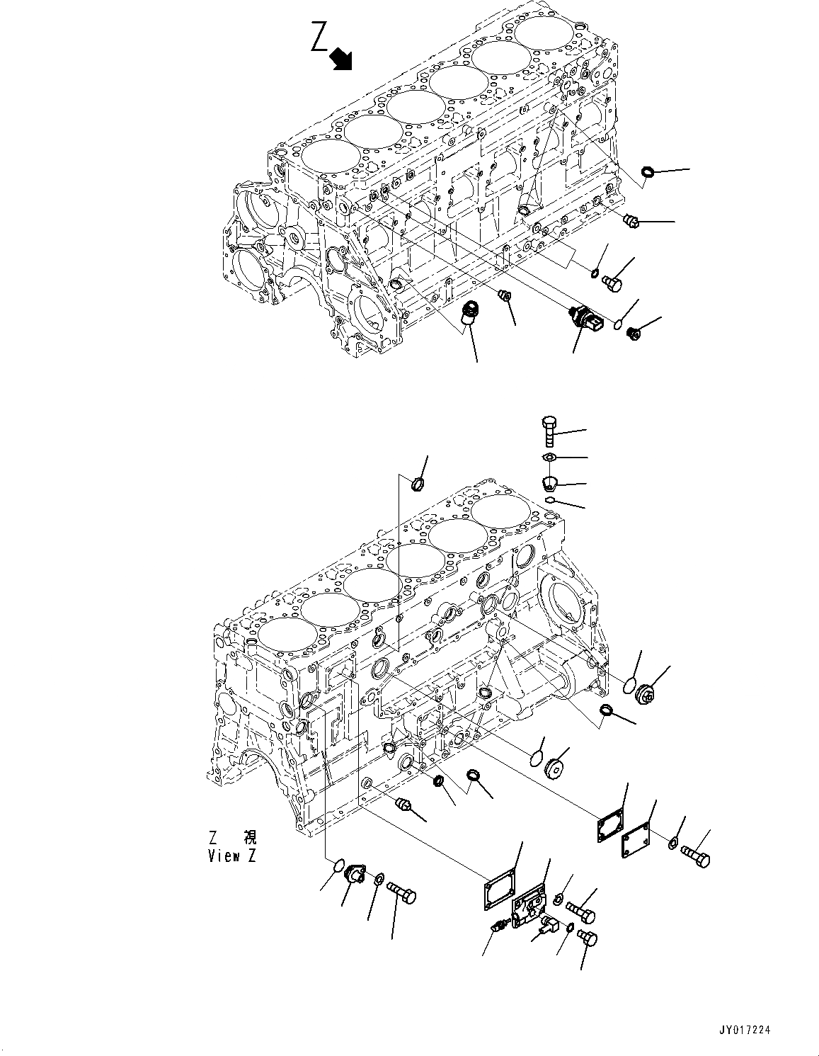 Схема запчастей Komatsu SAA6D125E-6A - ЭЛЕМЕНТЫ БЛОКА ЦИЛИНДРОВ (№7-) ЭЛЕМЕНТЫ БЛОКА ЦИЛИНДРОВ