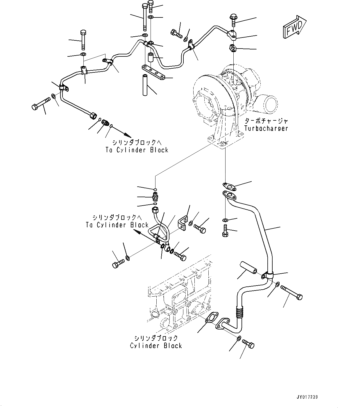 Схема запчастей Komatsu SAA6D125E-6A - ТУРБОНАГНЕТАТЕЛЬ, ТРУБЫ ТУРБОНАГНЕТАТЕЛЬ