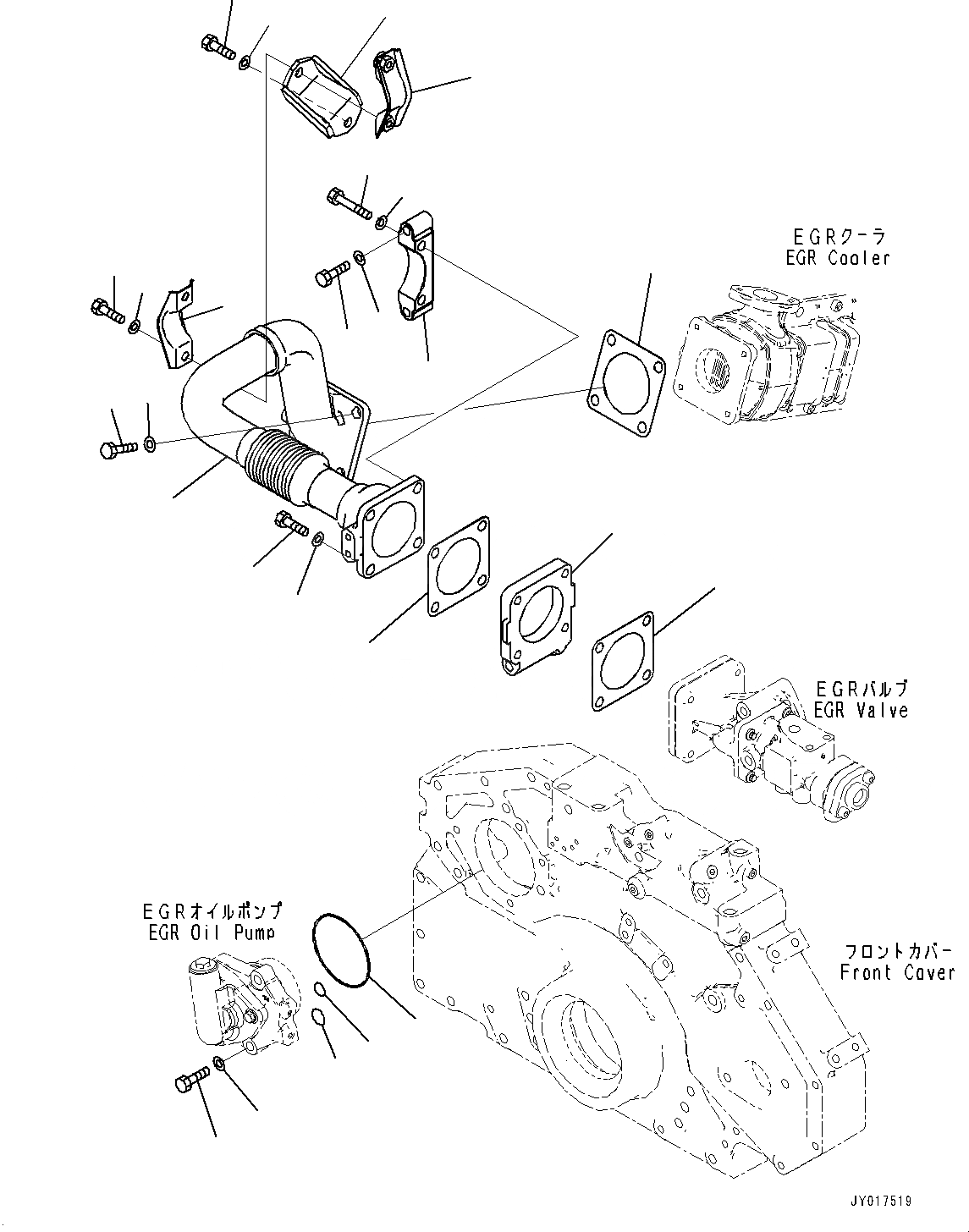 Схема запчастей Komatsu SAA6D125E-6A - ВЫПУСКН. GAS RE-CIRCULATION (EGR) КЛАПАН, EGR ТРУБЫ И ОХЛАДИТЕЛЬ (№7-) ВЫПУСКН. GAS RE-CIRCULATION (EGR) КЛАПАН