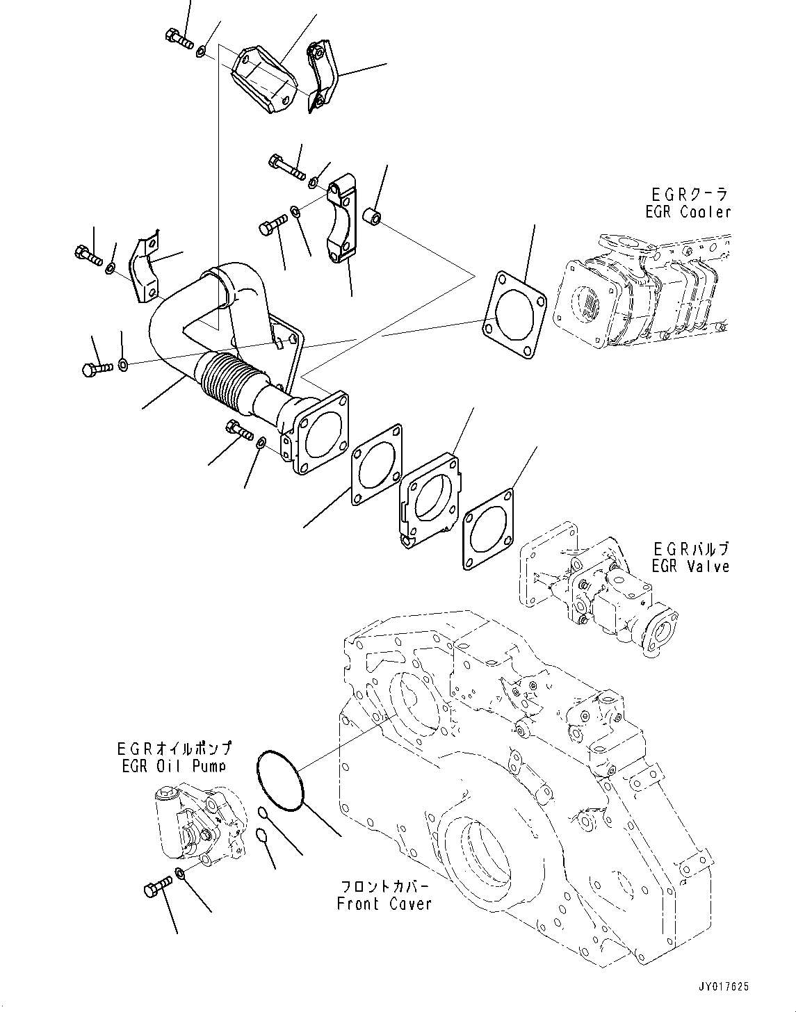 Схема запчастей Komatsu SAA6D125E-6B - ВЫПУСКН. GAS RE-CIRCULATION (EGR) КЛАПАН И ОХЛАДИТЕЛЬ, EGR ТРУБЫ И ОХЛАДИТЕЛЬ (№7-) ВЫПУСКН. GAS RE-CIRCULATION (EGR) КЛАПАН И ОХЛАДИТЕЛЬ