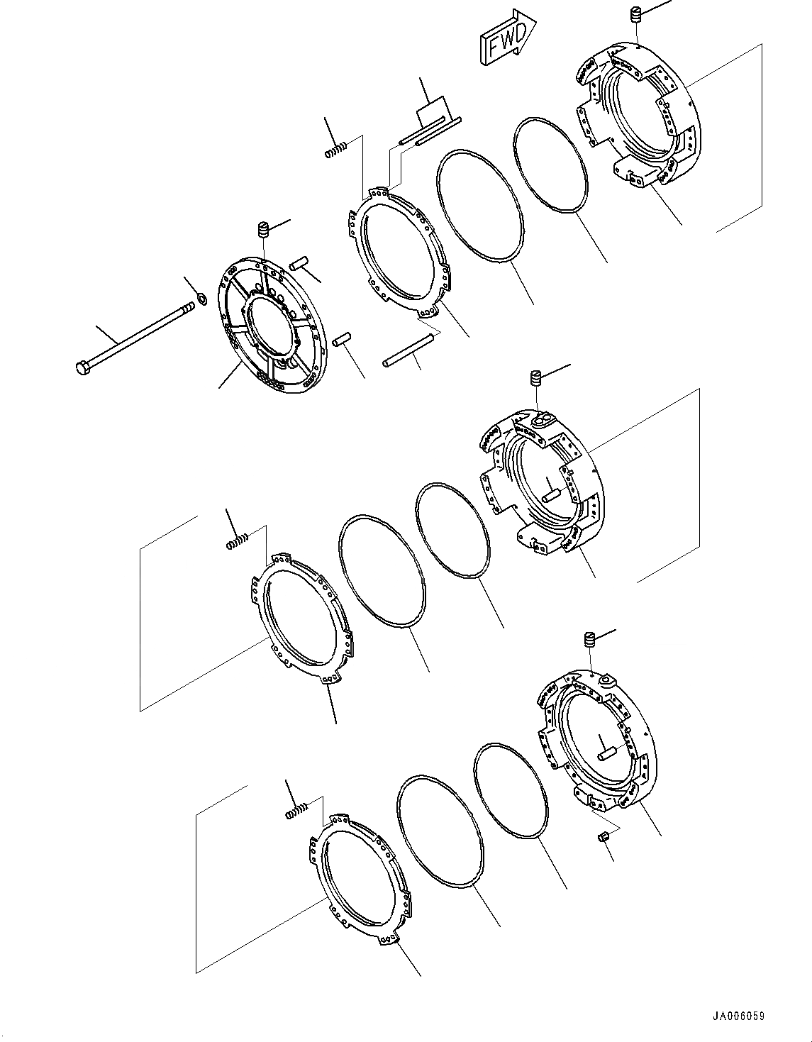 Схема запчастей Komatsu WA1200-6 - ГИДРОТРАНСФОРМАТОР И ТРАНСМИССИЯ, 3, ПЕРЕД. И КОЖУХ РЕВЕРСА (№-) ГИДРОТРАНСФОРМАТОР И ТРАНСМИССИЯ