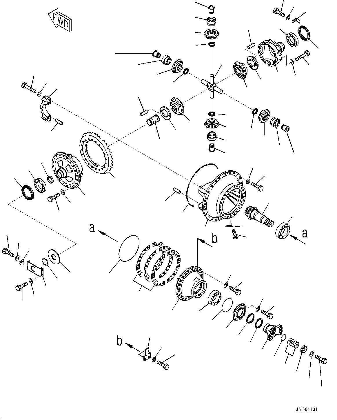 Схема запчастей Komatsu WA1200-6 - ПЕРЕДНИЙ МОСТ, ДИФФЕРЕНЦ. (№-) ПЕРЕДНИЙ МОСТ