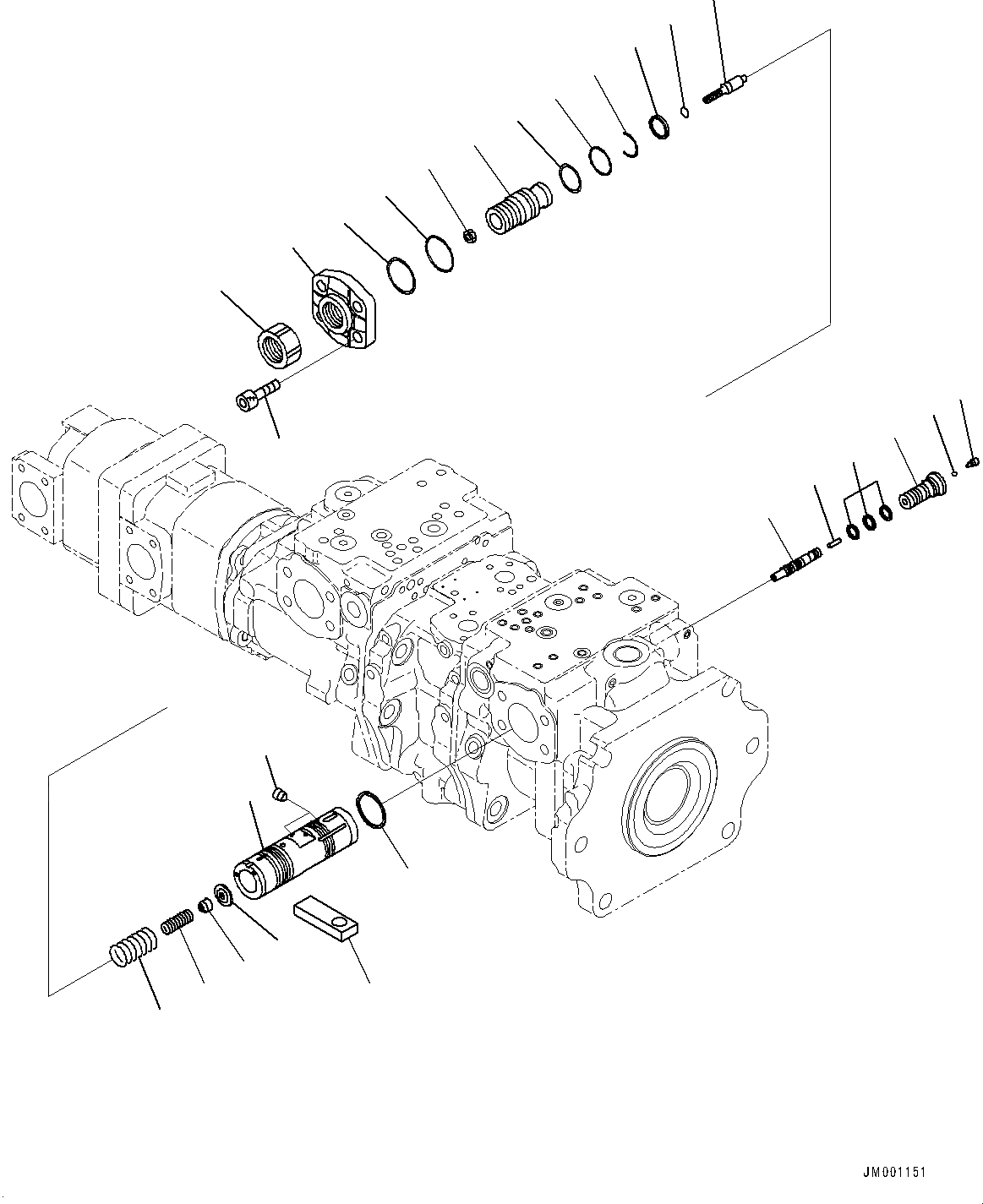 Схема запчастей Komatsu WA1200-6 - ГИДРАВЛ МАСЛ. ОСНОВН. НАСОС, НАСОС РУЛЕВ. УПРАВЛ-Я (/) (№-) ГИДРАВЛ МАСЛ. ОСНОВН. НАСОС