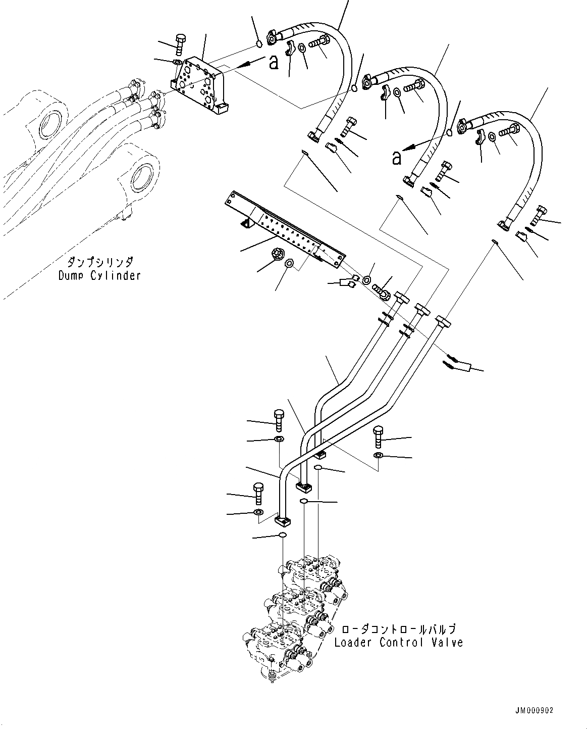 Схема запчастей Komatsu WA1200-6 - ГИДРОЛИНИЯ, ГИДРОЦИЛИНДР КОВША НИЖН. ТРУБЫ (/) (№-) ГИДРОЛИНИЯ, БЕЗ SERVICE ЦЕНТР.