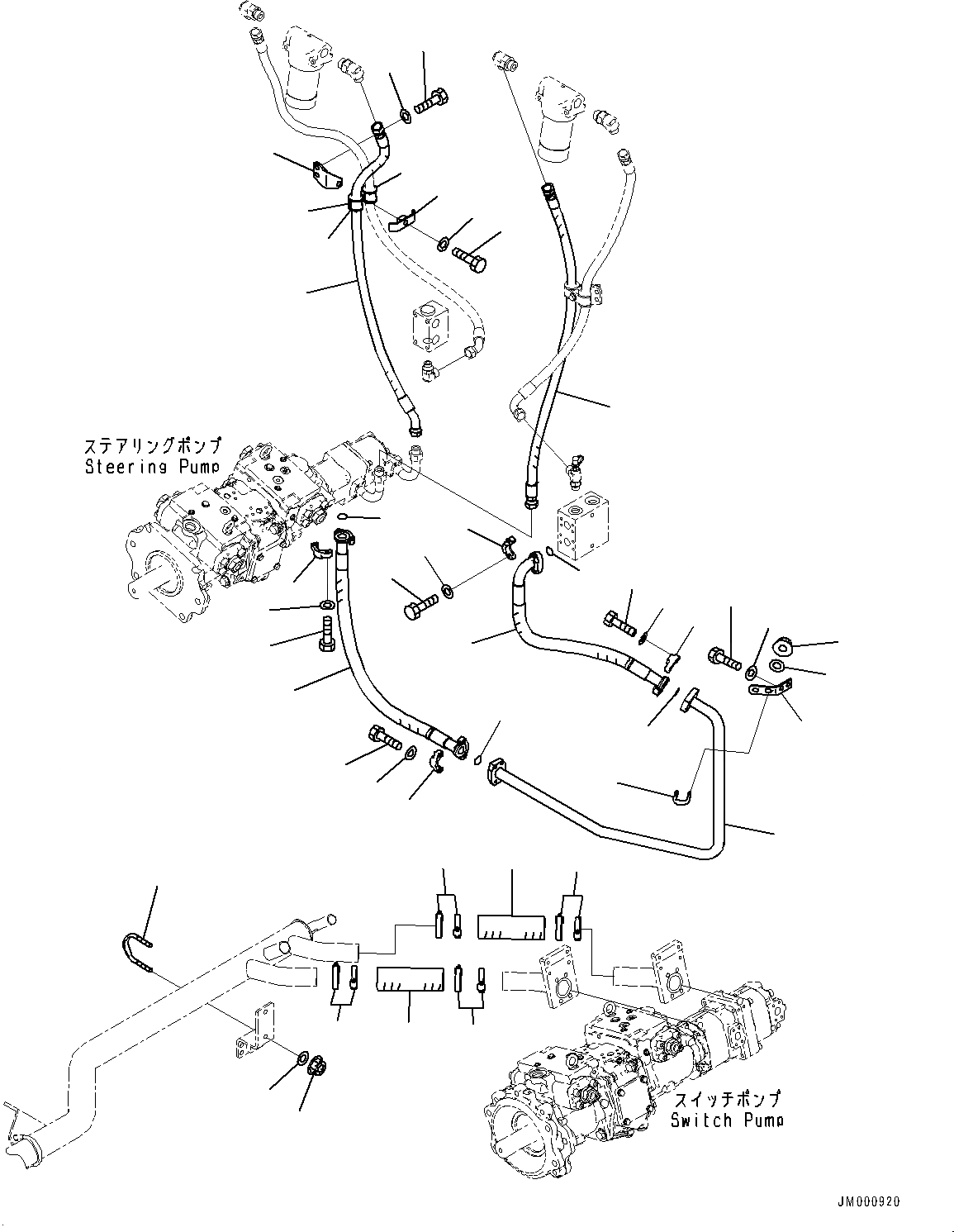 Схема запчастей Komatsu WA1200-6 - ГИДРОЛИНИЯ, PPC ВСАСЫВ. И ДРЕНАЖН. ТРУБЫ (/) (№-) ГИДРОЛИНИЯ, БЕЗ SERVICE ЦЕНТР.