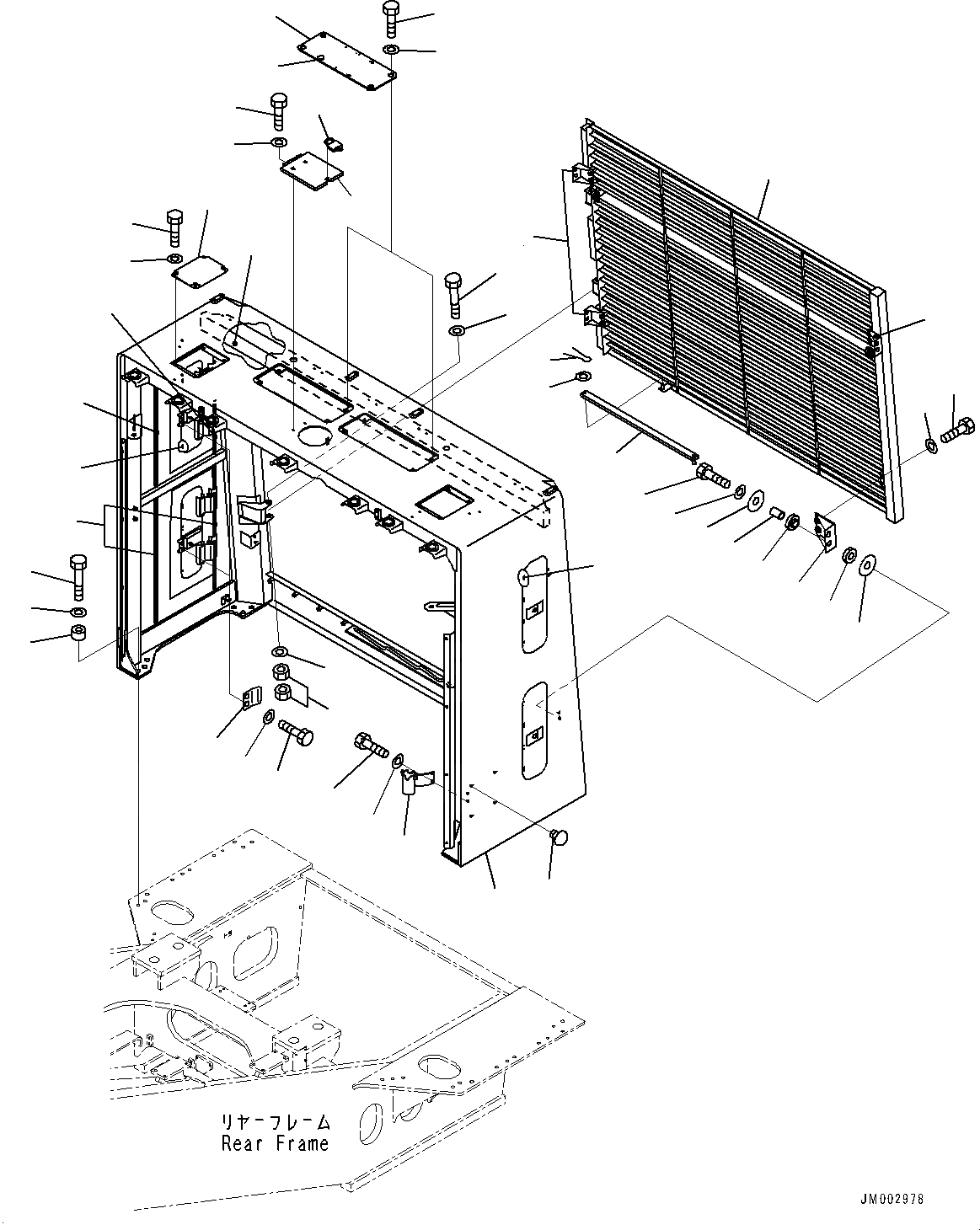 Схема запчастей Komatsu WA1200-6 - ЗАЩИТА РАДИАТОРА AND КАПОТ, ЗАЩИТА РАДИАТОРА (№-) ЗАЩИТА РАДИАТОРА AND КАПОТ, С HID ЛАМПА РАБОЧ. ОСВЕЩЕНИЯ