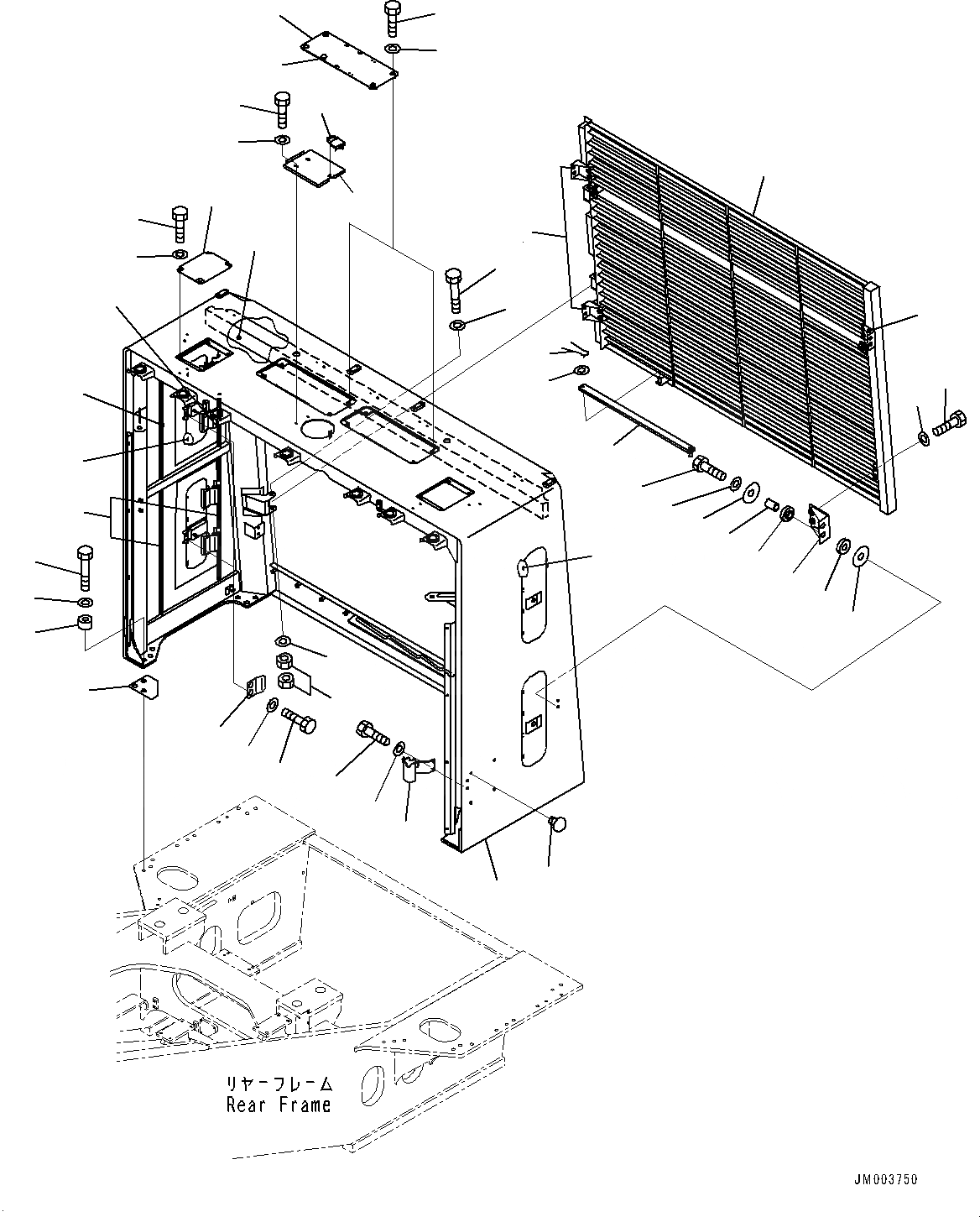 Схема запчастей Komatsu WA1200-6 - ЗАЩИТА РАДИАТОРА AND КАПОТ, ЗАЩИТА РАДИАТОРА (№-) ЗАЩИТА РАДИАТОРА AND КАПОТ, С LED ЗАДН. ФОНАРИ, HID ЛАМПА РАБОЧ. ОСВЕЩЕНИЯ, PROVISION ДЛЯ ОГНЕТУШИТЕЛЬ СТОЙКА