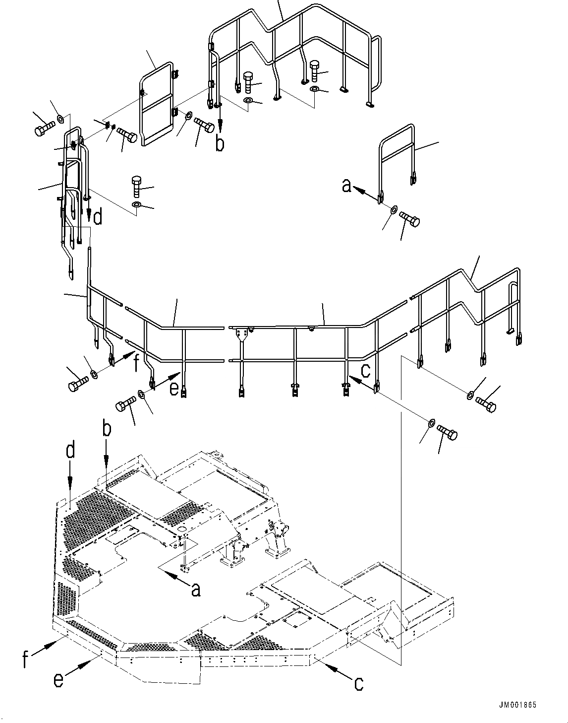 Схема запчастей Komatsu WA1200-6 - ПЛАТФОРМА ГРУППА, ПОРУЧНИ(№-) ПЛАТФОРМА ГРУППА, С ОГНЕТУШИТЕЛЬ СТОЙКА