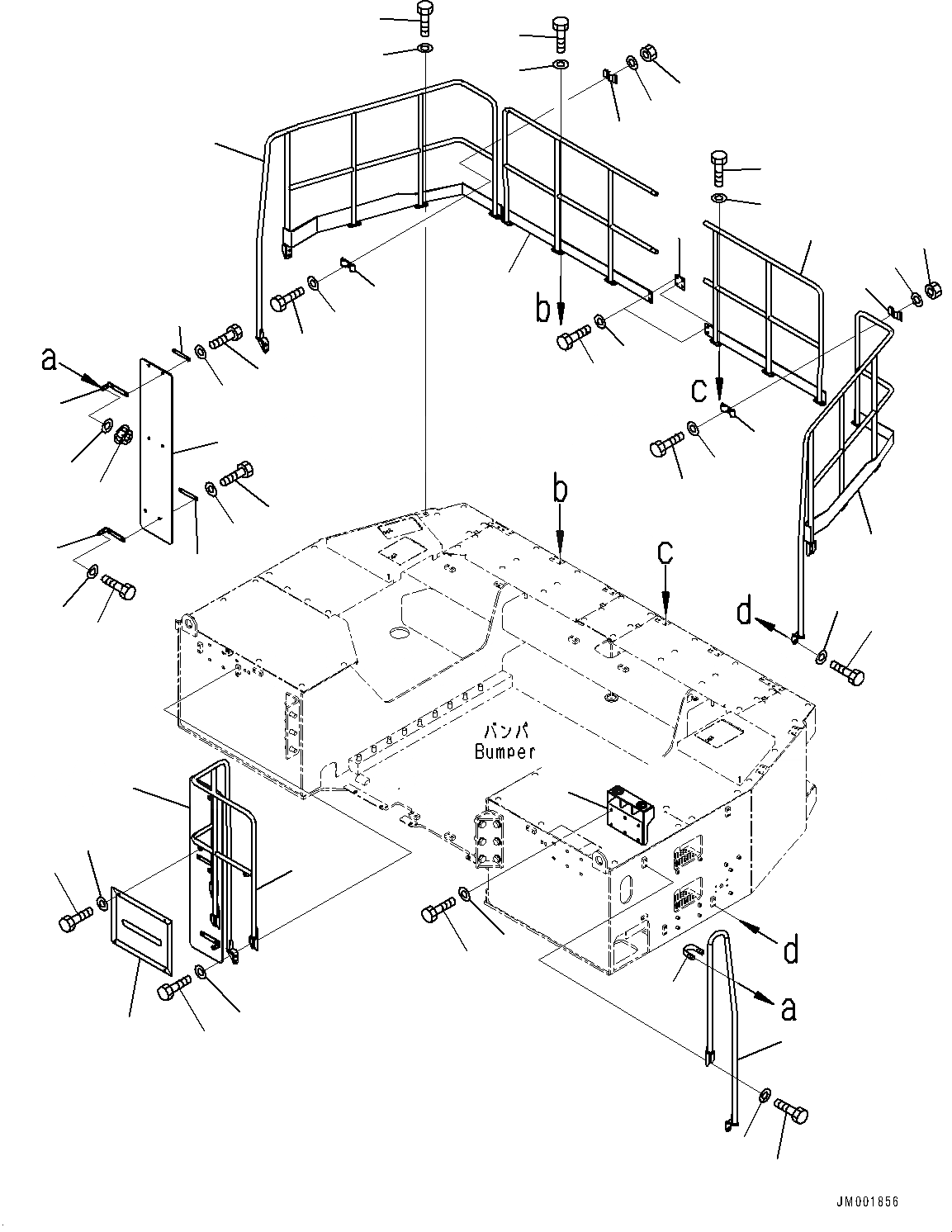 Схема запчастей Komatsu WA1200-6 - БАМПЕР БЛОК, ПОРУЧНИ(№-7) БАМПЕР БЛОК, БЕЗ ОГНЕТУШИТЕЛЬ СТОЙКА