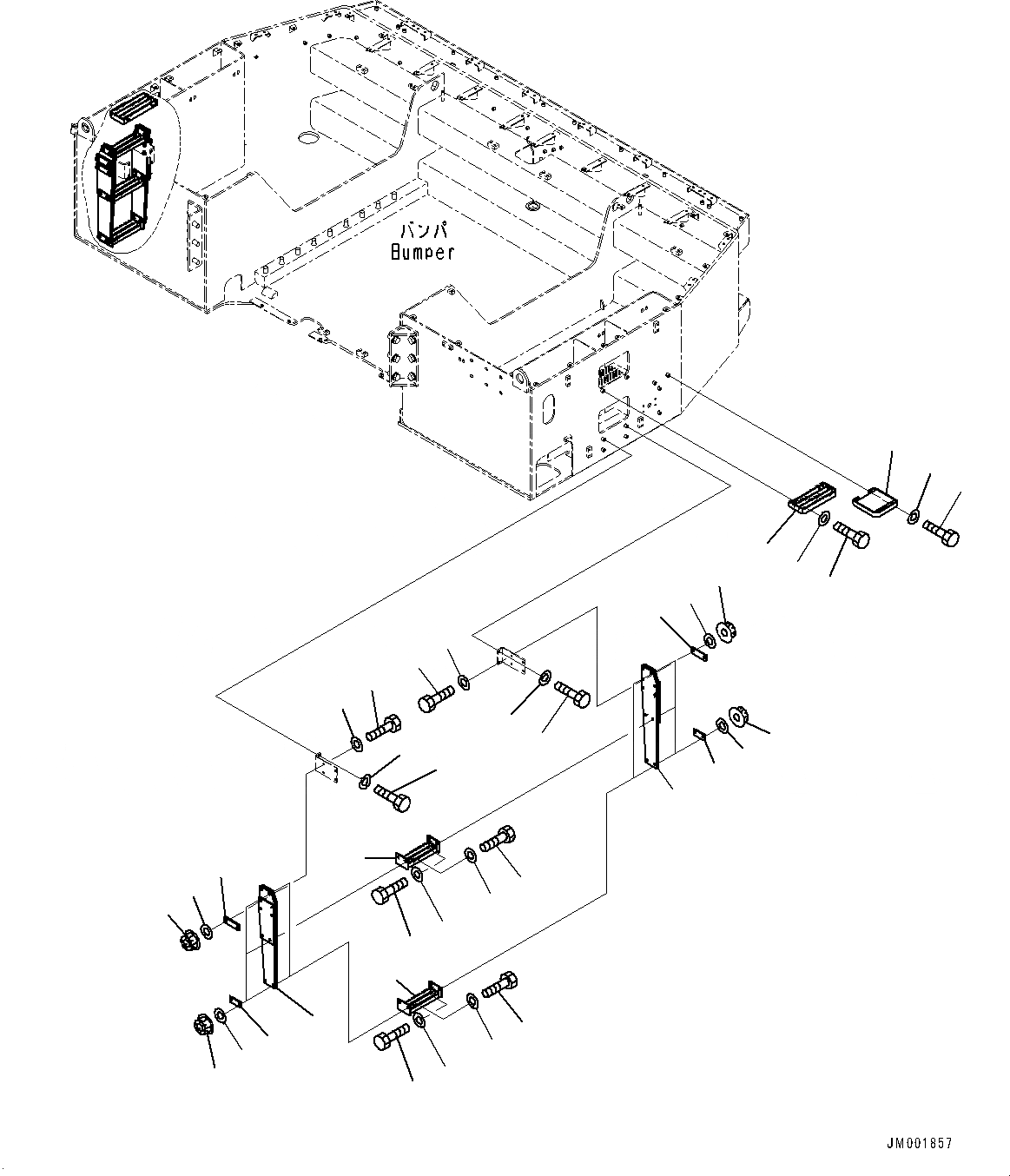 Схема запчастей Komatsu WA1200-6 - БАМПЕР БЛОК, СТУПЕНИ (№-) БАМПЕР БЛОК, БЕЗ ОГНЕТУШИТЕЛЬ СТОЙКА