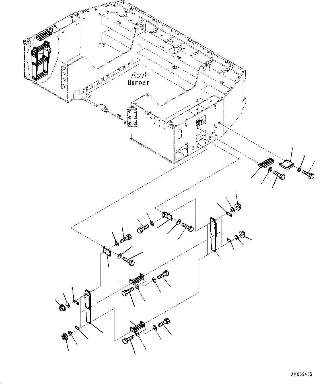 Схема запчастей Komatsu WA1200-6 - БАМПЕР БЛОК, СТУПЕНИ (№-) БАМПЕР БЛОК, EC REGULATION ARRANGEMENT, БЕЗ ОГНЕТУШИТЕЛЬ СТОЙКА