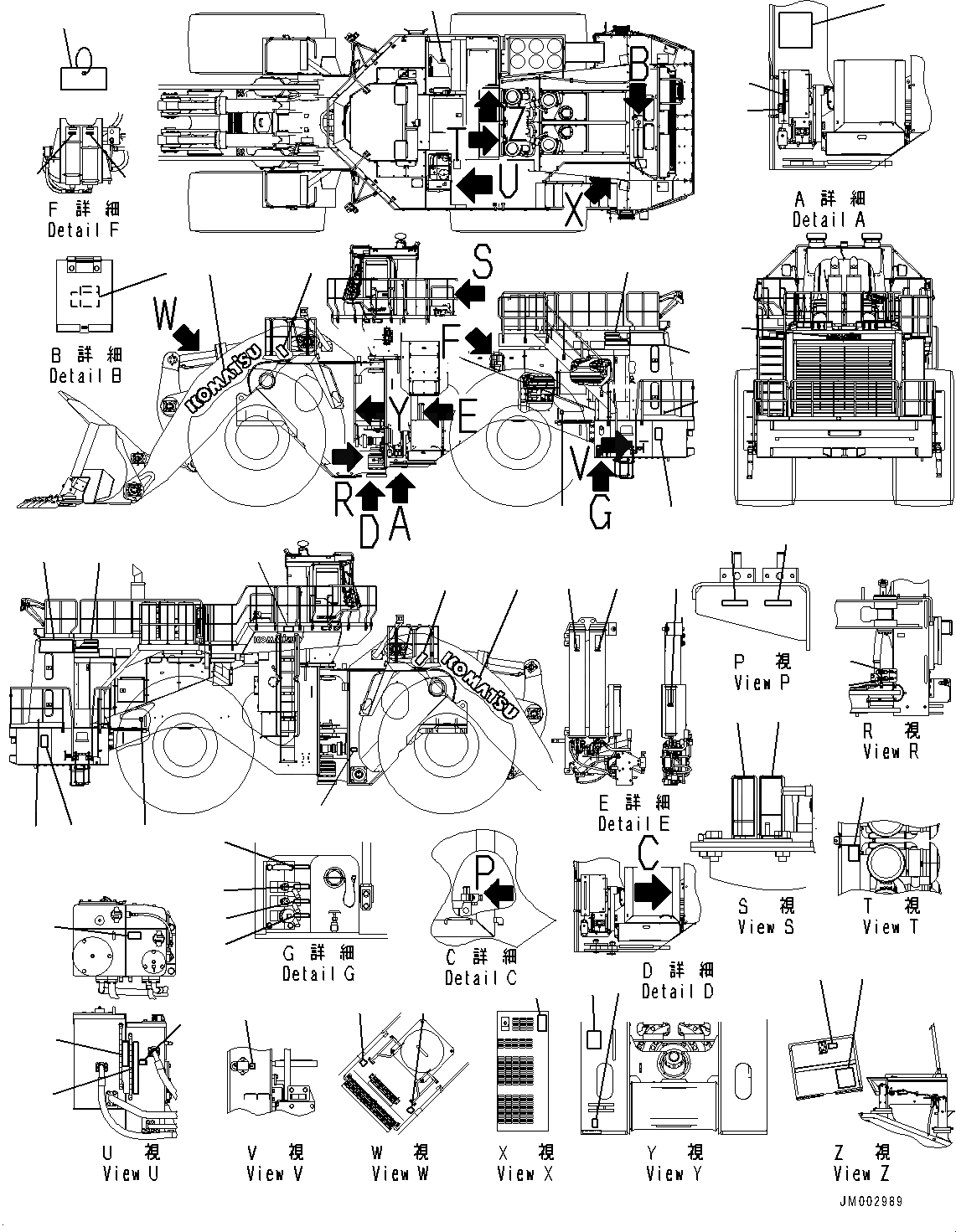 Схема запчастей Komatsu WA1200-6 - МАРКИРОВКА, (/) (№-) МАРКИРОВКА, АНГЛ., США И PUERTO RICO