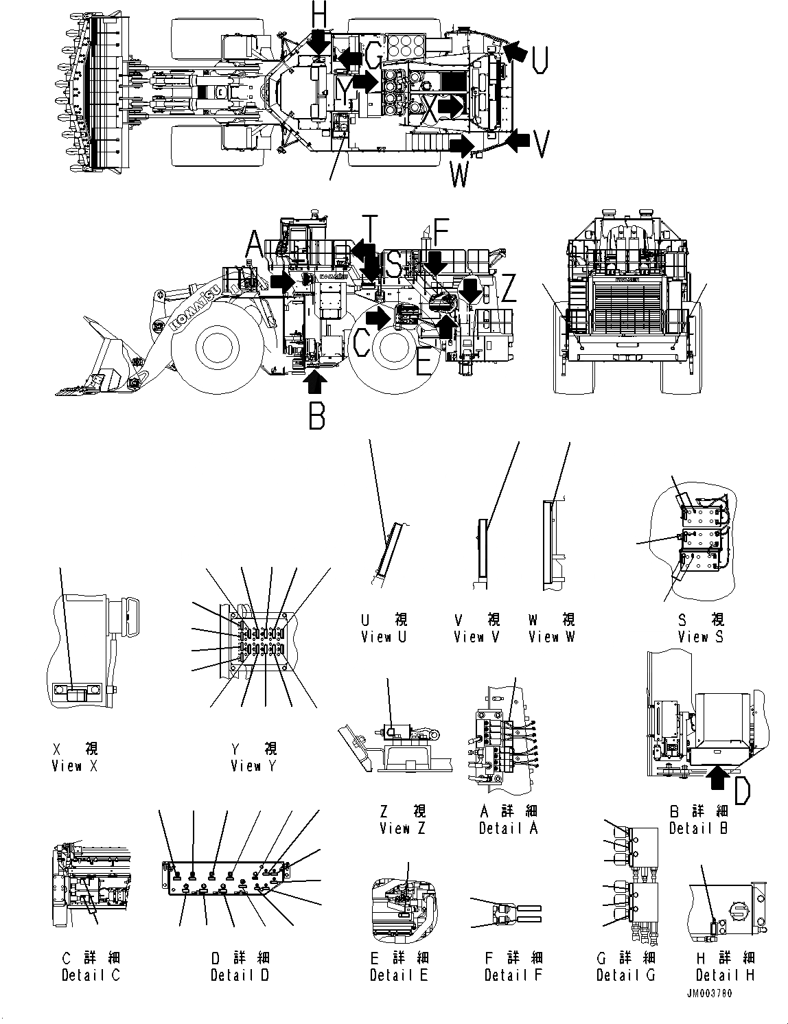 Схема запчастей Komatsu WA1200-6 - МАРКИРОВКА, (/) (№8-) МАРКИРОВКА, АНГЛ., США И PUERTO RICO