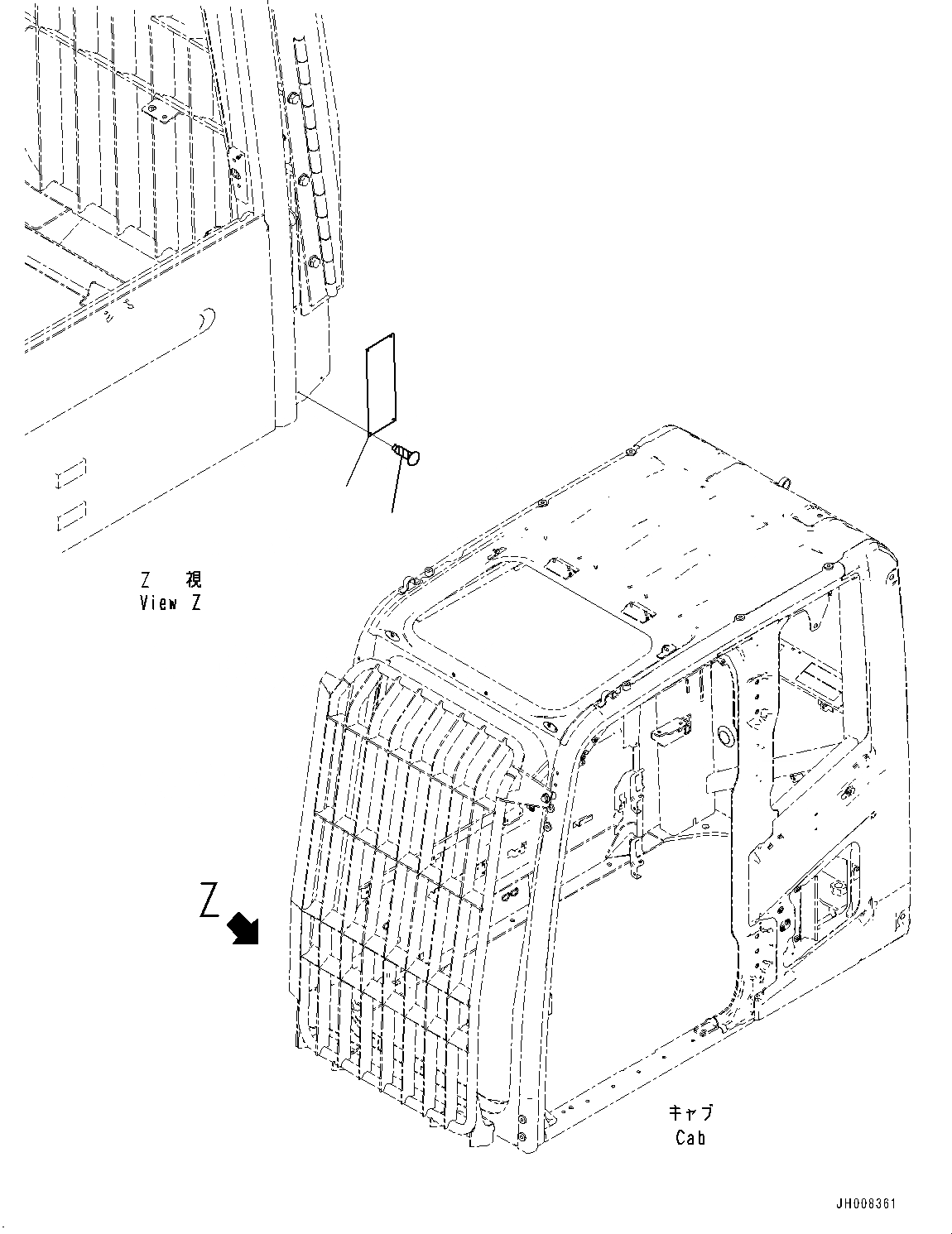 Схема запчастей Komatsu PC360LC-10 - FOPS ПЛАСТИНА, (№7-) FOPS ПЛАСТИНА, КАБИНА ПЕРЕДН. ПОЛН. ЗАЩИТА LV