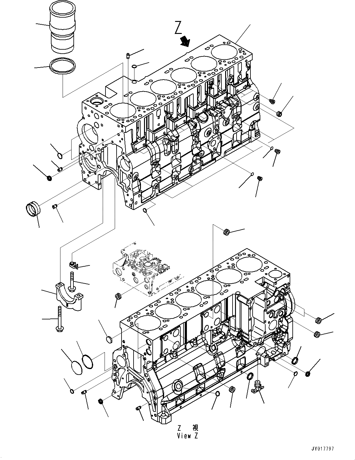 Схема запчастей Komatsu SAA6D114E-5A - БЛОК ЦИЛИНДРОВ БЛОК ЦИЛИНДРОВ