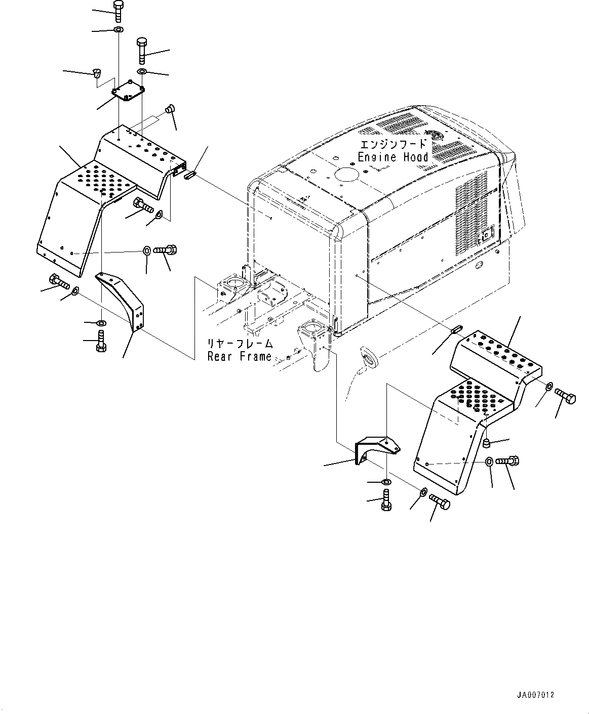 Схема запчастей Komatsu WA250PZ-6 - ЗАДН. КРЫЛО, КРЫЛО И СУППОРТ (№789-) ЗАДН. КРЫЛО