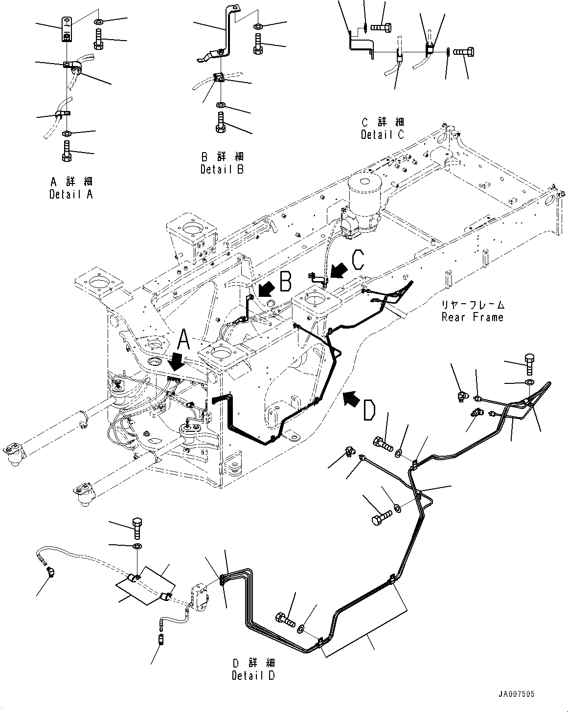Схема запчастей Komatsu WA430-6Y - АВТОМАТИЧ.-СИСТ. СМАЗКИ ТРУБКА, ЗАДН. РАМА (№-) АВТОМАТИЧ.-СИСТ. СМАЗКИ ТРУБКА