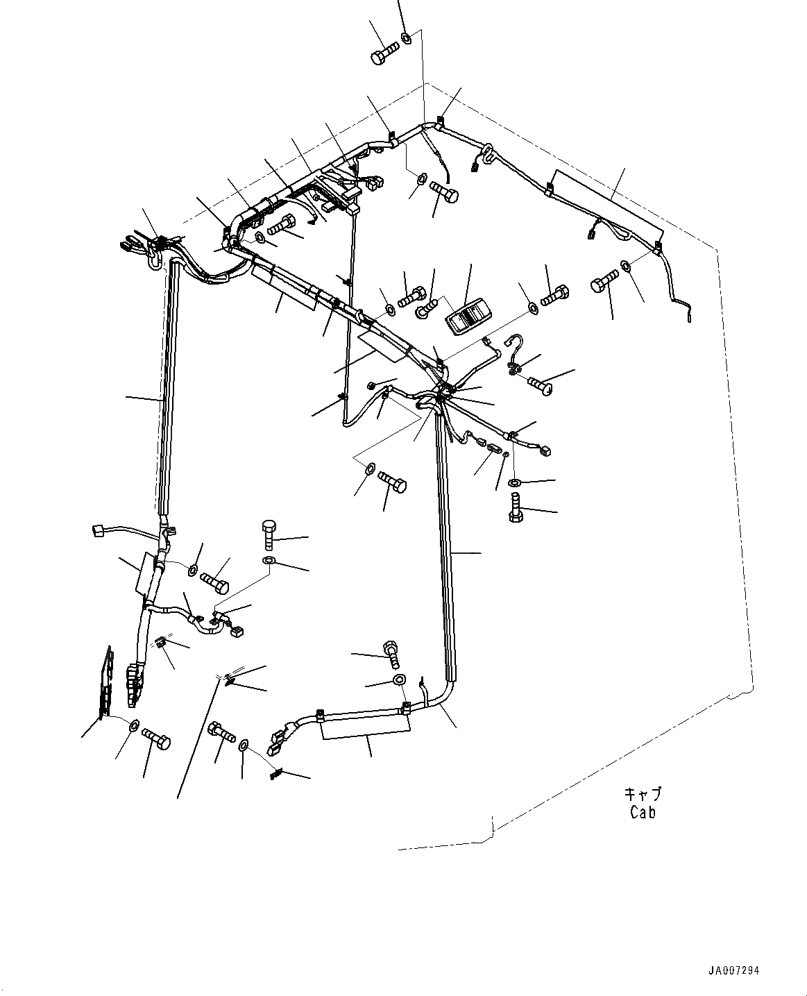Схема запчастей Komatsu WA430-6Y - КАБИНА ROPS, ПРОВОДКА (№-) КАБИНА ROPS, MONOCOQUE ТИП, BOTH РАМА ОКНА