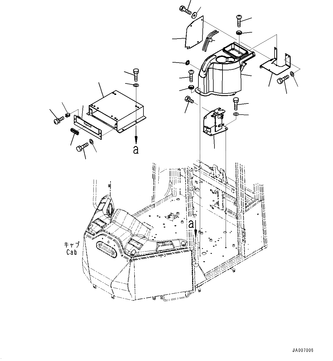 Схема запчастей Komatsu WA320PZ-6 - КАБИНА ROPS И ОСНОВН. КОНСТРУКЦИЯ ГРУППА, ПОЛ, КОНСОЛЬ, ЛЕВ. (№7-) КАБИНА ROPS И ОСНОВН. КОНСТРУКЦИЯ ГРУППА