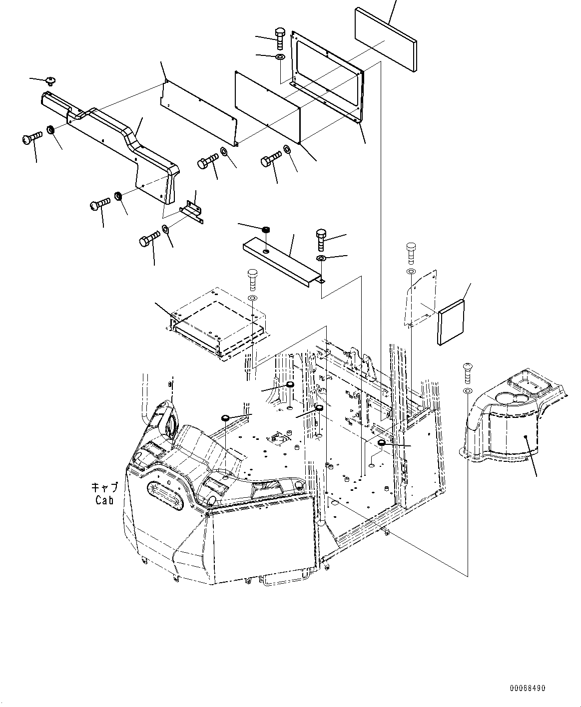 Схема запчастей Komatsu WA320PZ-6 - КАБИНА ROPS И ОСНОВН. КОНСТРУКЦИЯ ГРУППА, ЗАДН. КРЫШКА (№7-) КАБИНА ROPS И ОСНОВН. КОНСТРУКЦИЯ ГРУППА