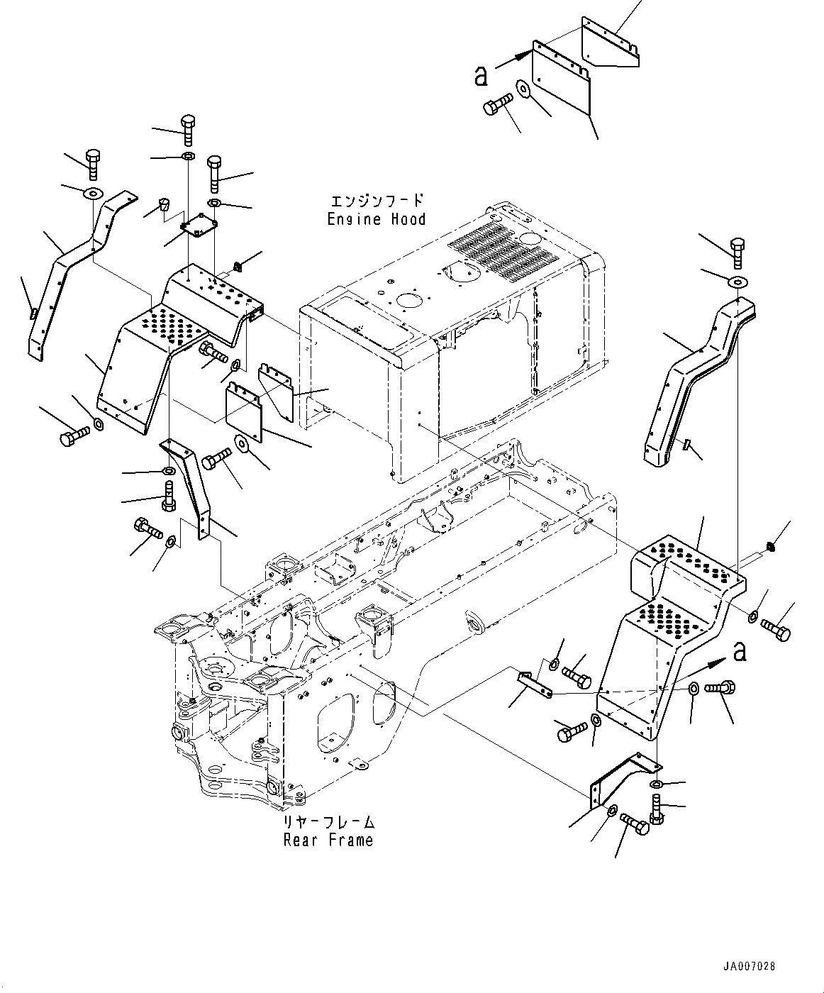 Схема запчастей Komatsu WA320PZ-6 - ЗАДН. КРЫЛО (№7-) ЗАДН. КРЫЛО, С ШИР. КРЫЛО