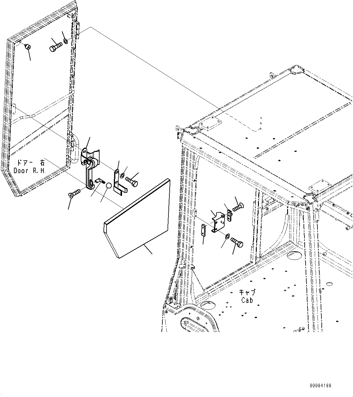 Схема запчастей Komatsu WA500-6 - КАБИНА ROPS, ДВЕРЬ, ПРАВ. (/) (№-) КАБИНА ROPS