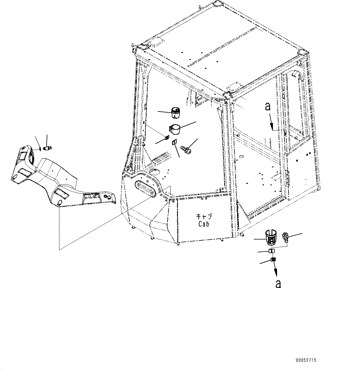 Схема запчастей Komatsu WA500-6 - КАБИНА ROPS, ПОДСТАКАННИК, CIGARETTE LIGHTER И ПЕПЕЛЬНИЦА (№-) КАБИНА ROPS
