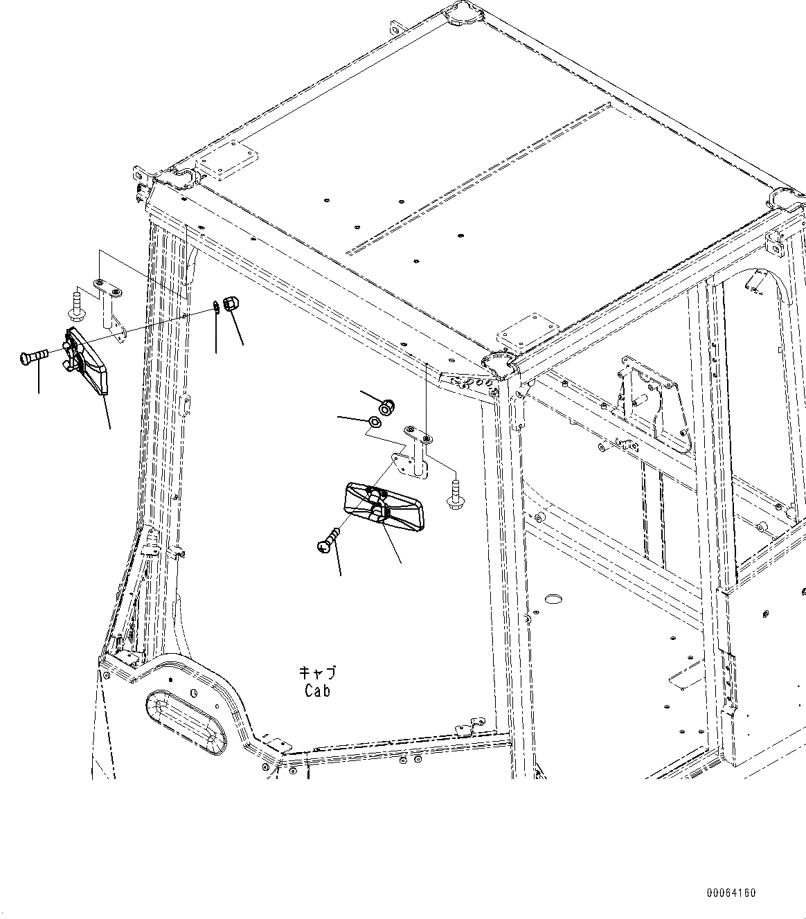 Схема запчастей Komatsu WA500-6 - КАБИНА ROPS, ЗАДН.VIEW ЗЕРКАЛА(№-) КАБИНА ROPS