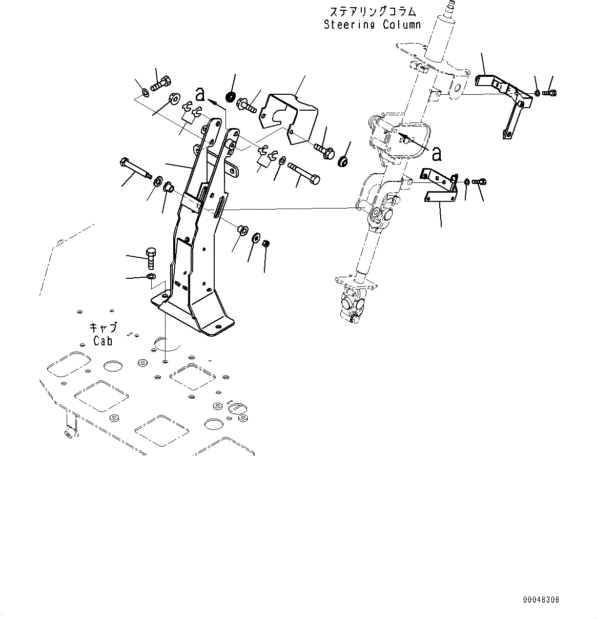 Схема запчастей Komatsu WA500-6 - ПОЛ, РУЛЕВ. КОЛОН. КРЕПЛЕНИЕ (№-) ПОЛ