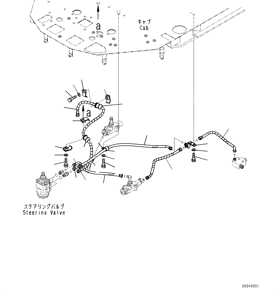 Схема запчастей Komatsu WA500-6 - ПОЛ, ГИДРАВЛИКА РУЛ. УПРАВЛЕНИЯ (№-) ПОЛ