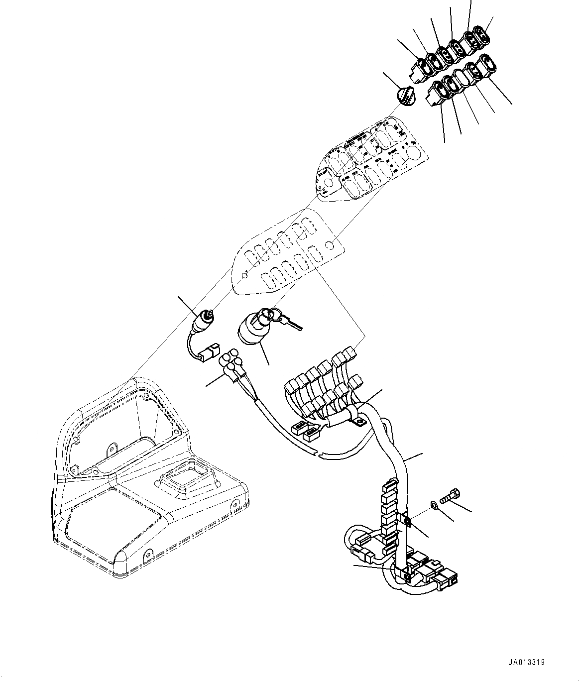 Схема запчастей Komatsu WA500-6 - УПРАВЛЕНИЕ ПОГРУЗКОЙ БЛОК, ПЕРЕКЛЮЧАТЕЛЬ (№-) УПРАВЛЕНИЕ ПОГРУЗКОЙ БЛОК, С ГИДРОТРАНСФОРМАТОР, БЛОКИР.UP ТИП