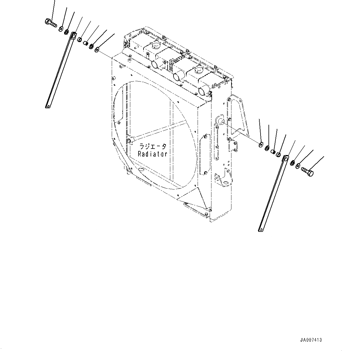 Схема запчастей Komatsu WA380-7 - РАДИАТОР, СТОЙКА КРЕПЛЕНИЕ (№-) РАДИАТОР