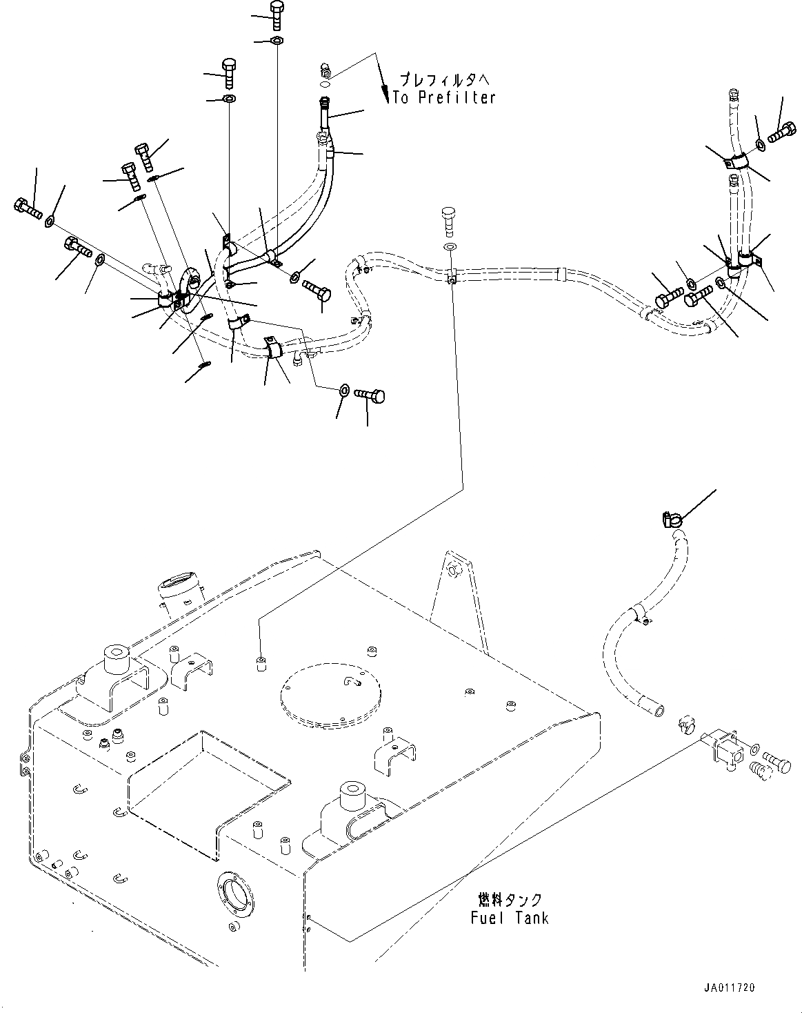 Схема запчастей Komatsu WA380-7 - ТОПЛИВН. БАК., ТРУБЫ (№-) ТОПЛИВН. БАК., ДЛЯ ECE СПЕЦ-ЯIFICATION